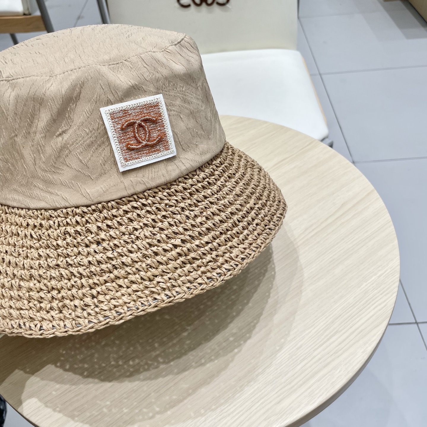  chanel香奈儿2025新款夏季布草混编遮阳帽休闲百搭镂空帽檐防晒渔夫帽显脸小女