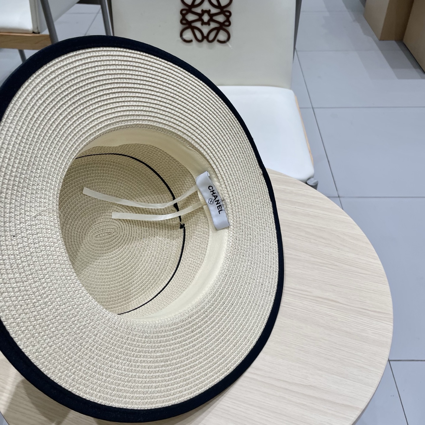  Chanel香奈儿平顶草帽，礼帽，头围57cm
​