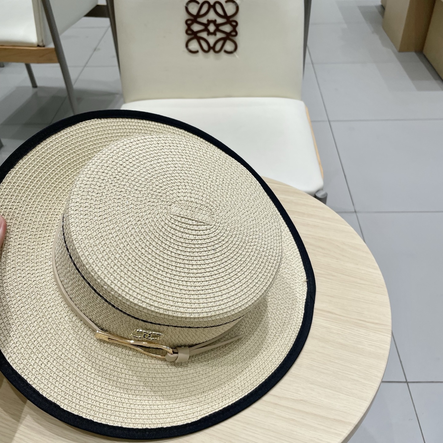 Chanel香奈儿平顶草帽，礼帽，头围57cm
​