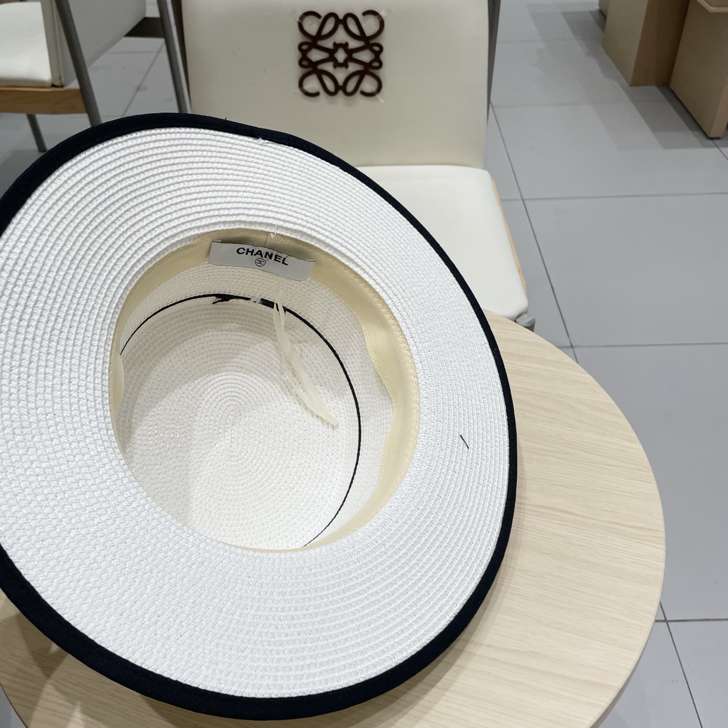  Chanel香奈儿平顶草帽，礼帽，头围57cm
​
