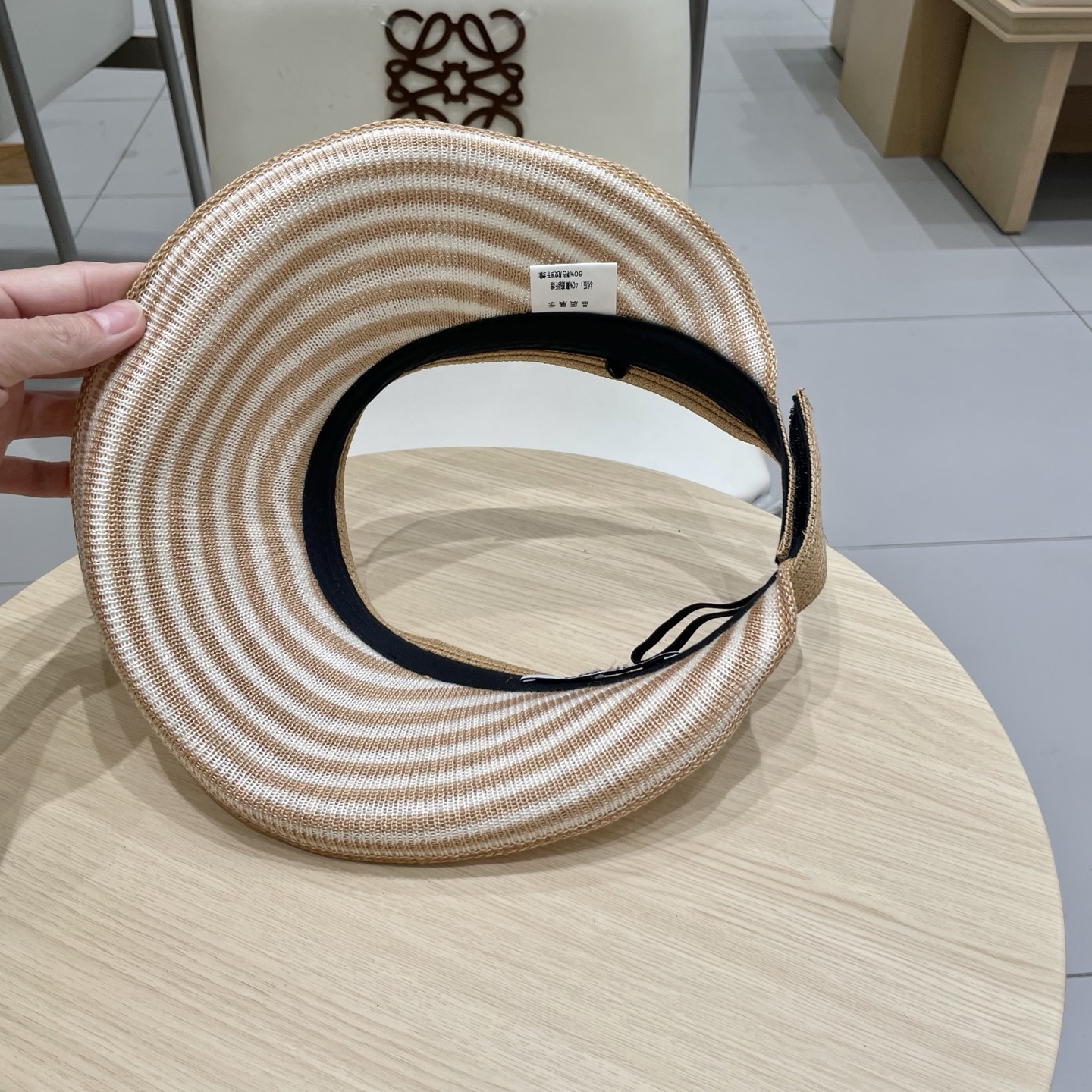 香奈儿chanel大檐透气空顶帽子帽夏天出游卷边可收纳折叠条纹出口韩国高档遮阳