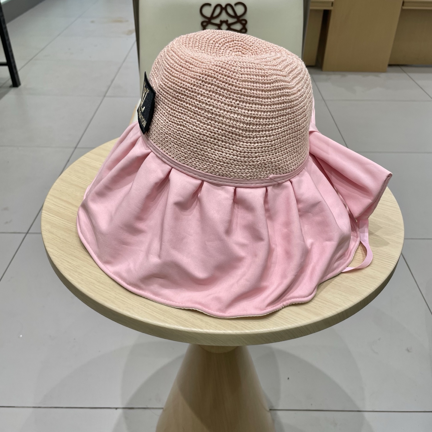 🧢路易威登LouisVuitton😍黑胶大檐防晒遮阳帽女夏季太阳遮脸防紫外线蝴蝶结大头围渔夫帽子