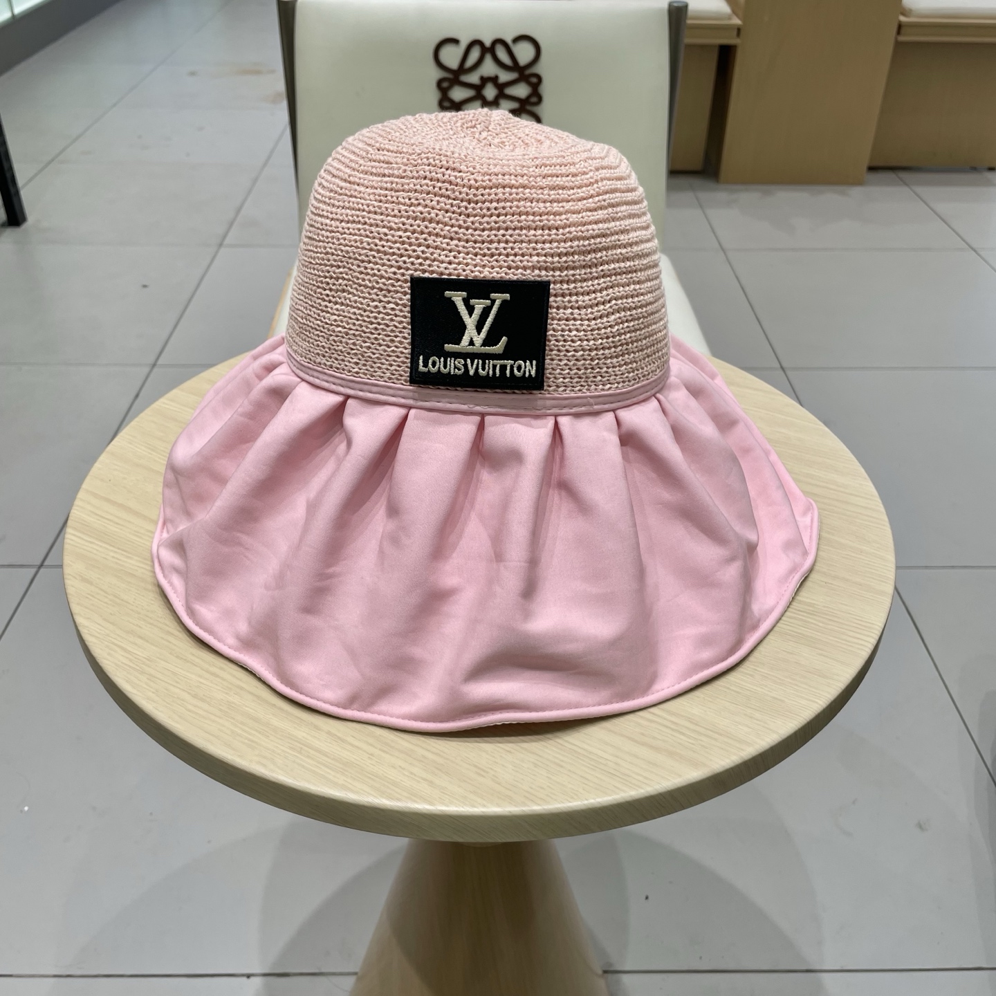 🧢路易威登LouisVuitton😍黑胶大檐防晒遮阳帽女夏季太阳遮脸防紫外线蝴蝶结大头围渔夫帽子