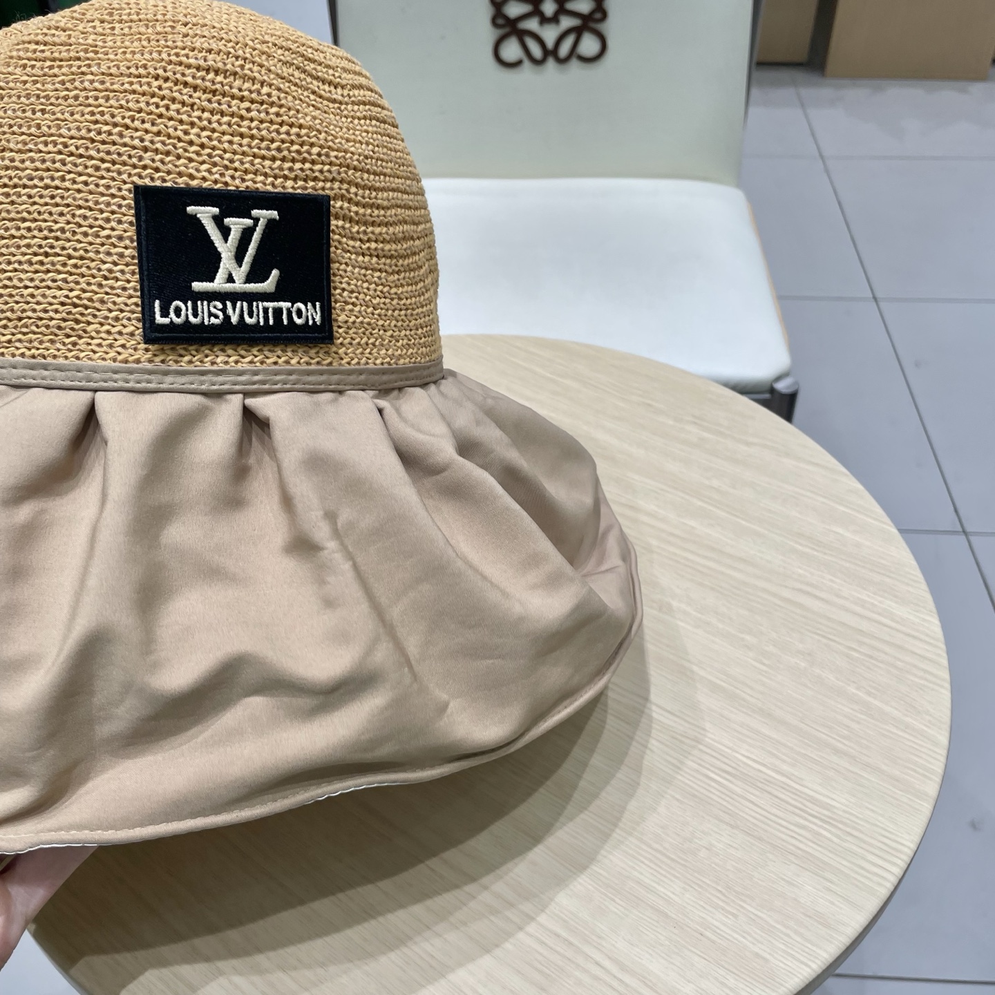 🧢路易威登LouisVuitton😍黑胶大檐防晒遮阳帽女夏季太阳遮脸防紫外线蝴蝶结大头围渔夫帽子