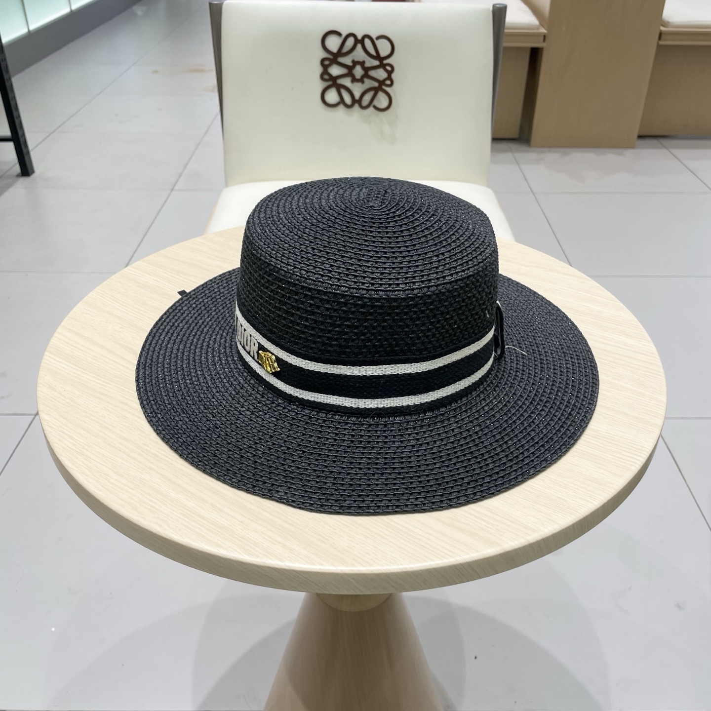 迪奥Dior 新款平顶草帽，高级定制，名媛风，夏季防晒防紫外线，出行必备，百搭好看