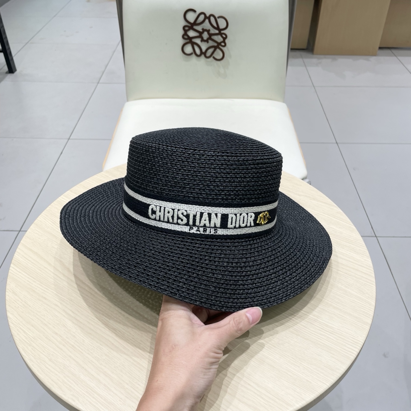 迪奥Dior 新款平顶草帽，高级定制，名媛风，夏季防晒防紫外线，出行必备，百搭好看