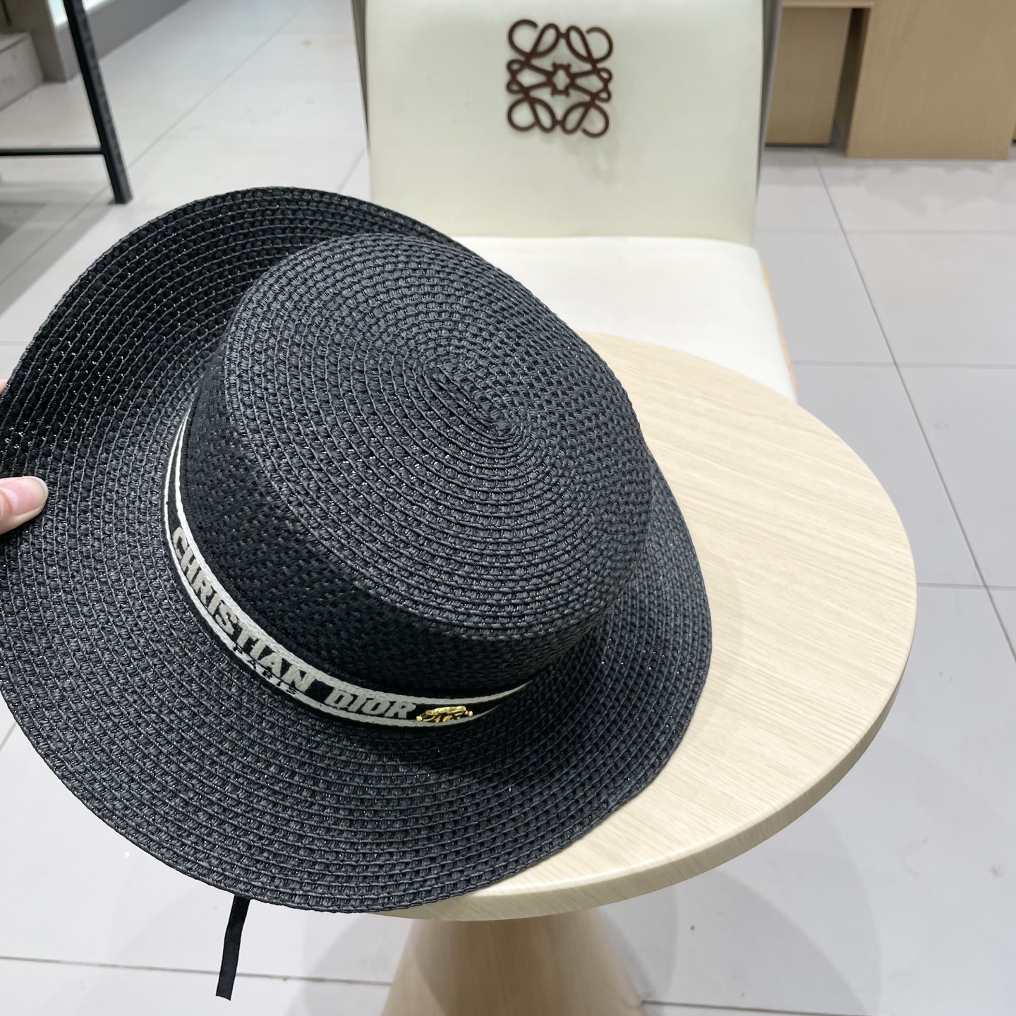 迪奥Dior 新款平顶草帽，高级定制，名媛风，夏季防晒防紫外线，出行必备，百搭好看