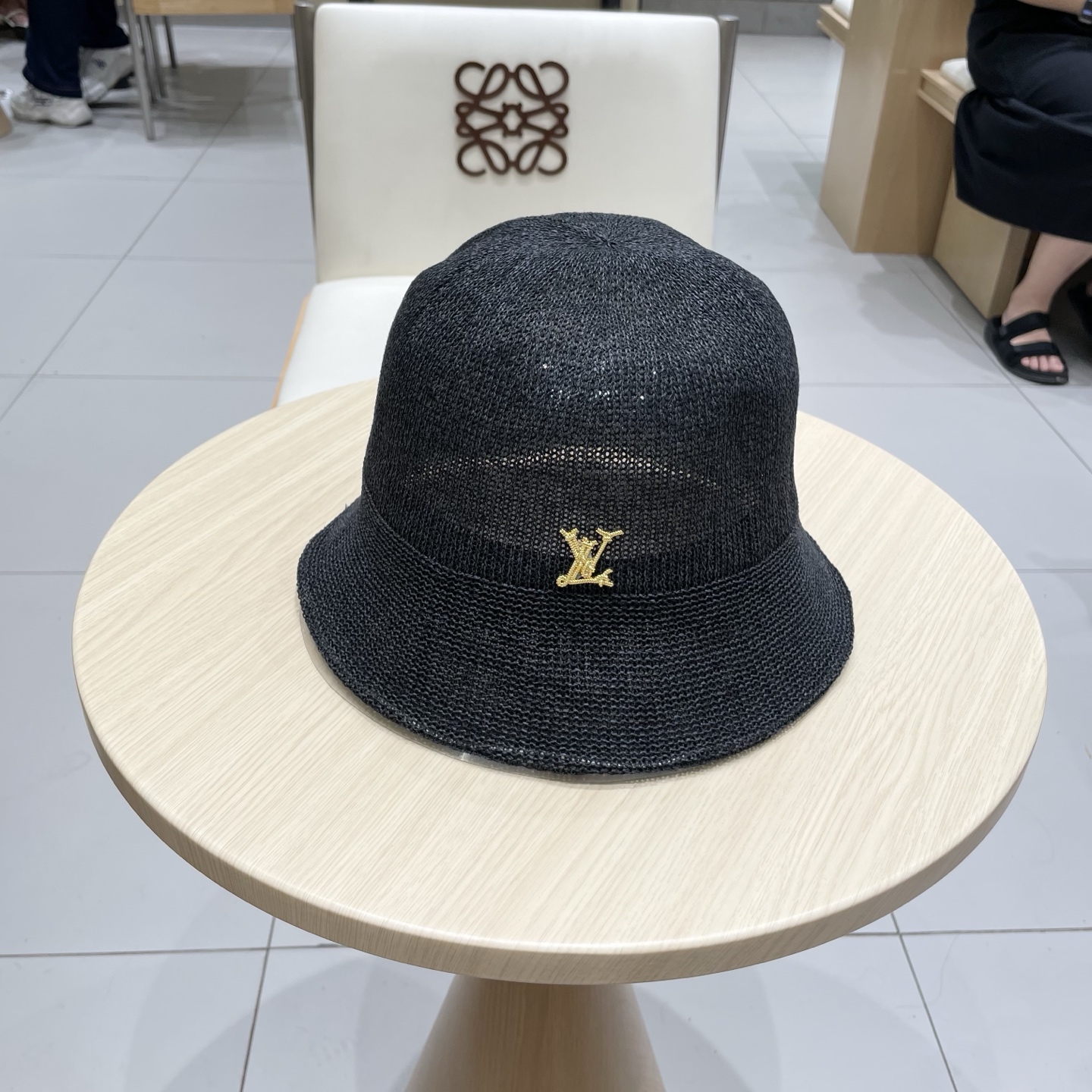  LV路易威登日本和纸薄款透气针织渔夫帽子女春夏素颜百搭盆帽显脸小水桶帽潮