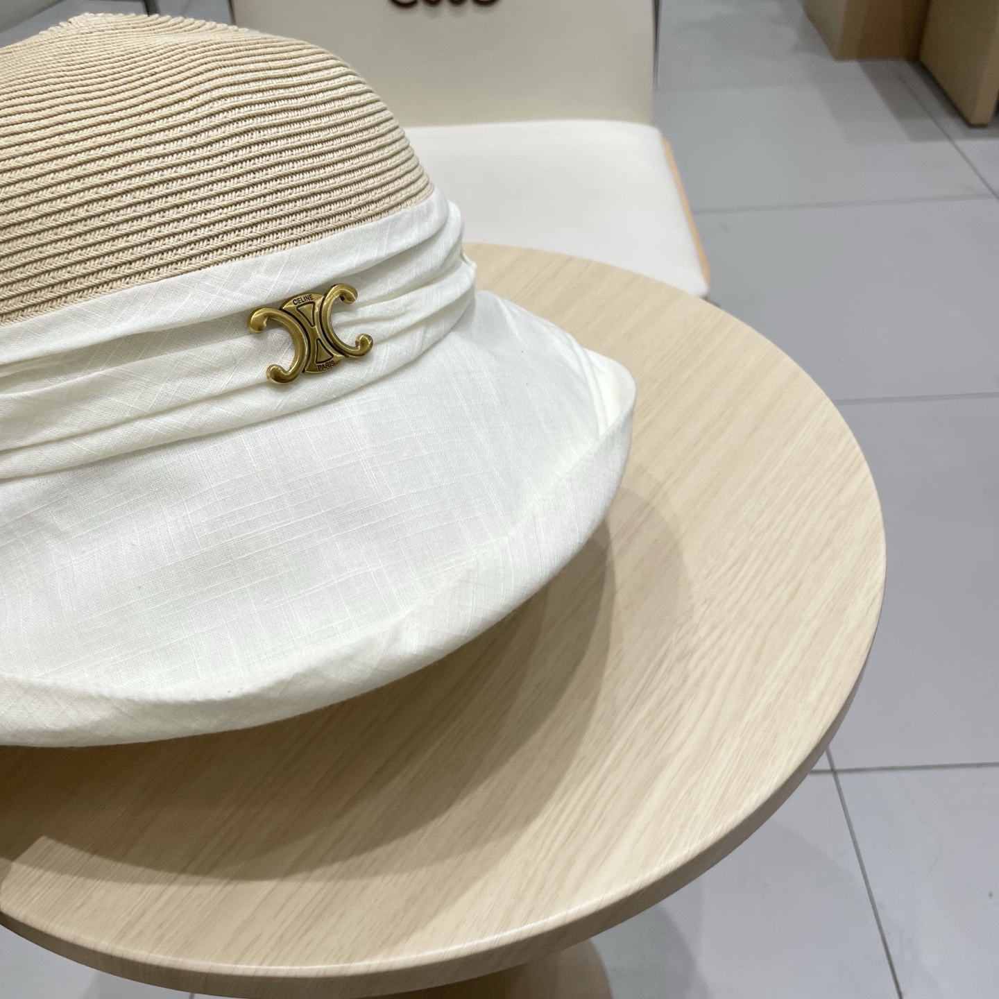  celine塞琳翻沿布草拼接渔夫帽女夏日系宽檐遮阳盆帽百搭防晒太阳帽透气草帽