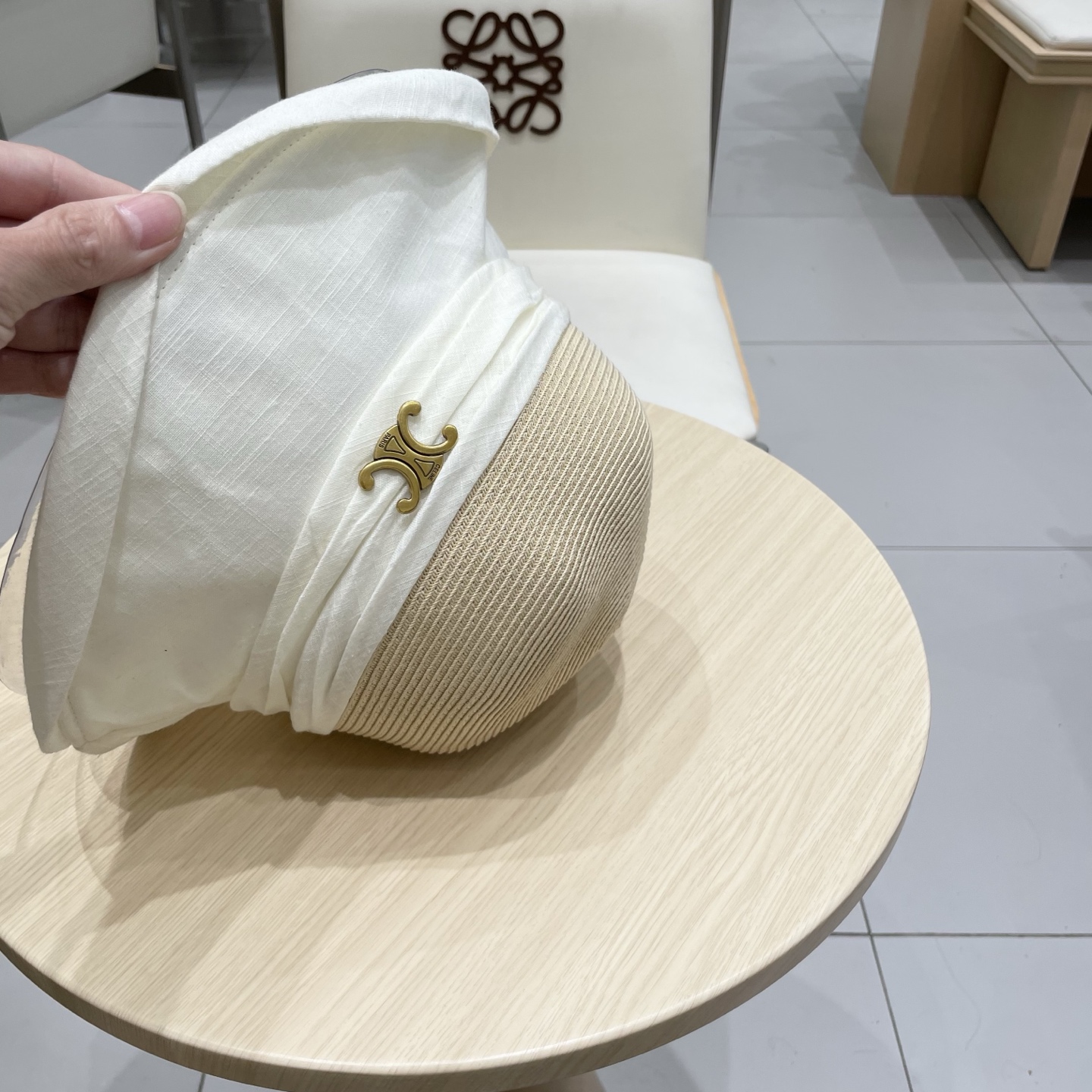  celine塞琳翻沿布草拼接渔夫帽女夏日系宽檐遮阳盆帽百搭防晒太阳帽透气草帽