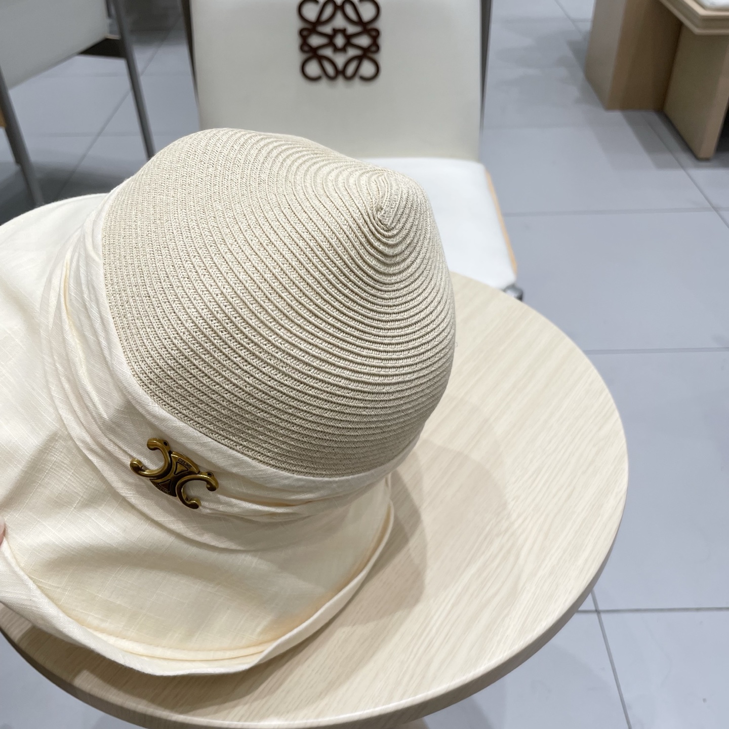  celine塞琳翻沿布草拼接渔夫帽女夏日系宽檐遮阳盆帽百搭防晒太阳帽透气草帽