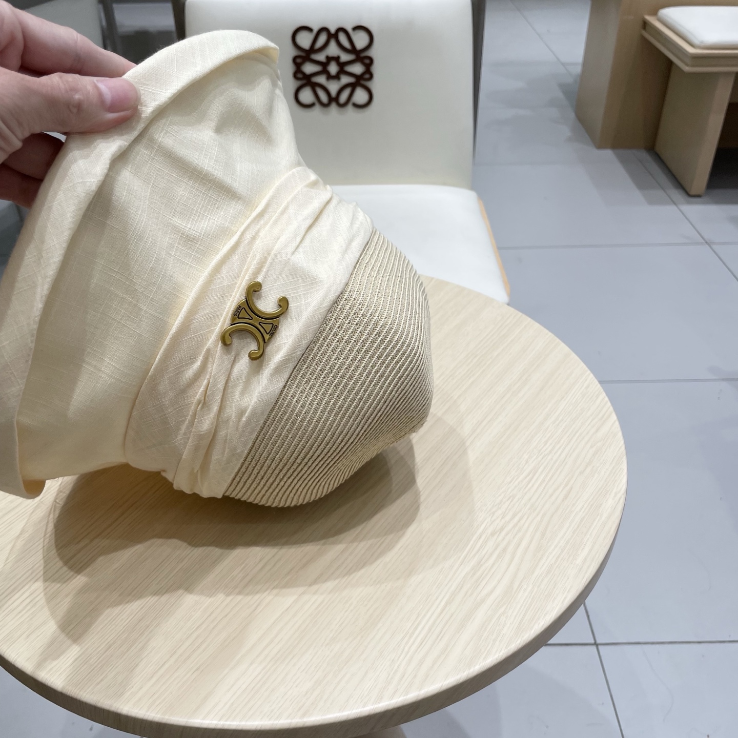  celine塞琳翻沿布草拼接渔夫帽女夏日系宽檐遮阳盆帽百搭防晒太阳帽透气草帽