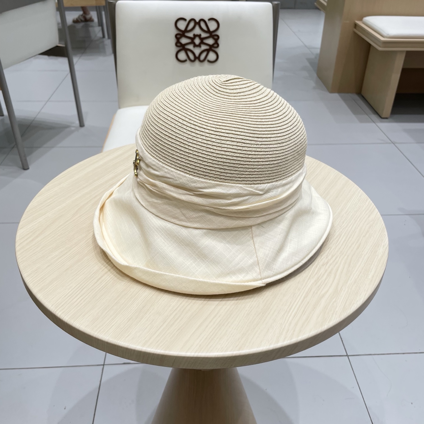  celine塞琳翻沿布草拼接渔夫帽女夏日系宽檐遮阳盆帽百搭防晒太阳帽透气草帽