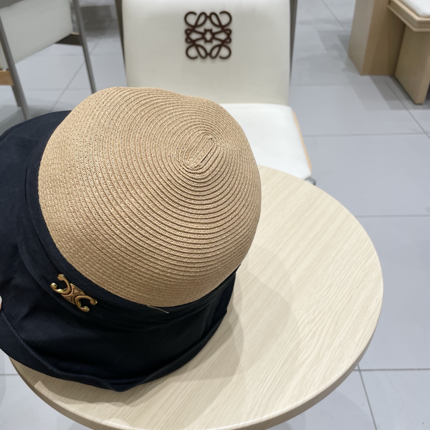  celine塞琳翻沿布草拼接渔夫帽女夏日系宽檐遮阳盆帽百搭防晒太阳帽透气草帽