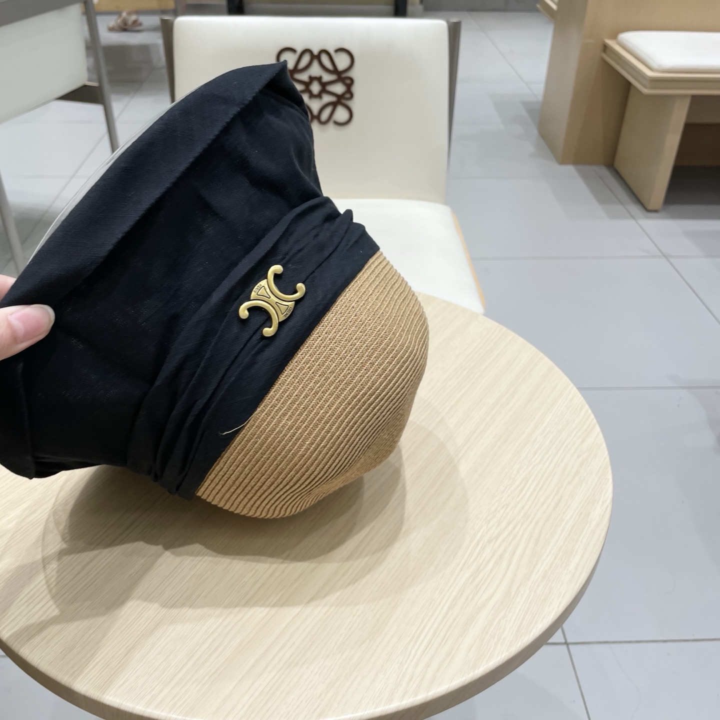  celine塞琳翻沿布草拼接渔夫帽女夏日系宽檐遮阳盆帽百搭防晒太阳帽透气草帽