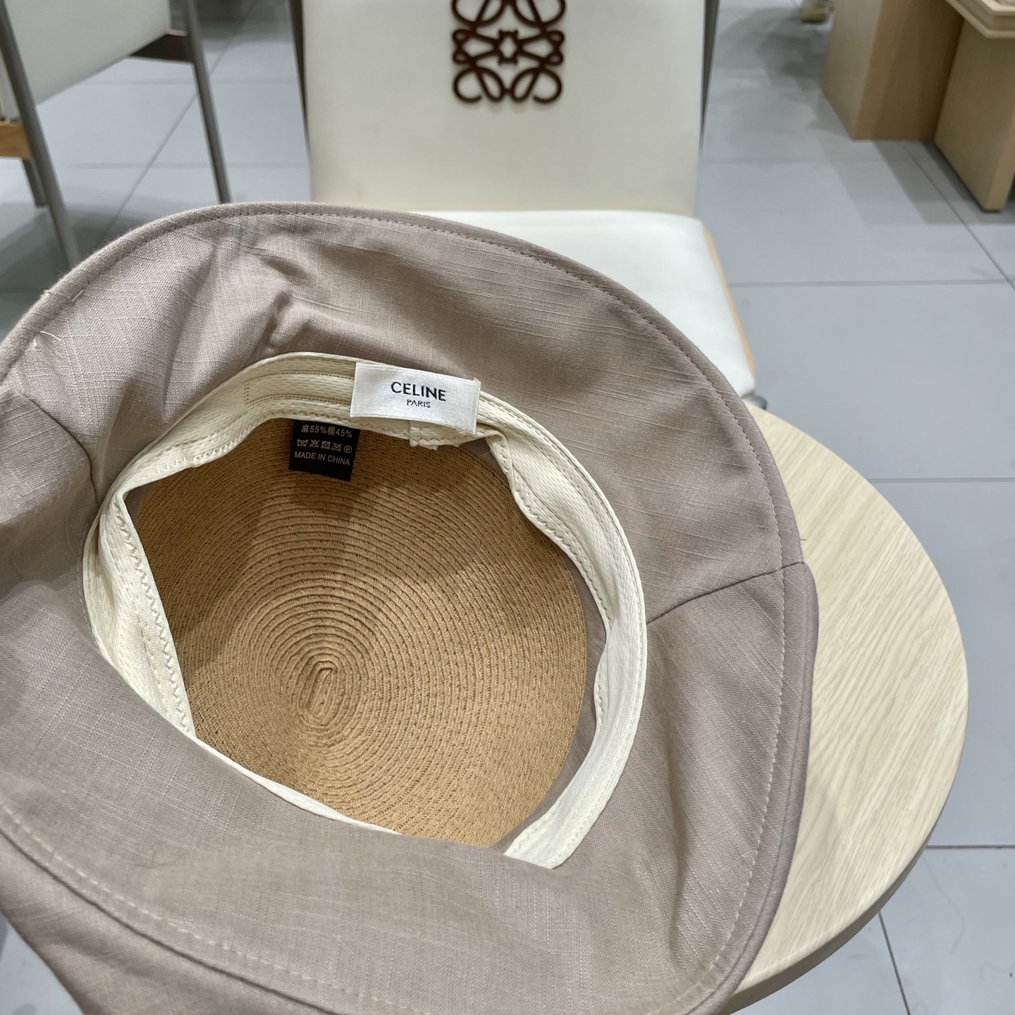  celine塞琳翻沿布草拼接渔夫帽女夏日系宽檐遮阳盆帽百搭防晒太阳帽透气草帽