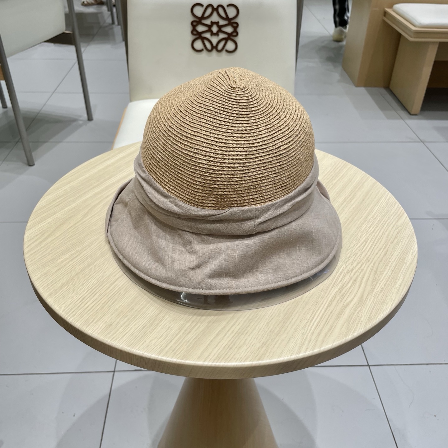  celine塞琳翻沿布草拼接渔夫帽女夏日系宽檐遮阳盆帽百搭防晒太阳帽透气草帽