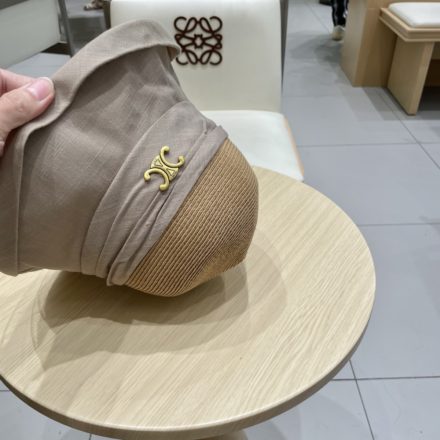  celine塞琳翻沿布草拼接渔夫帽女夏日系宽檐遮阳盆帽百搭防晒太阳帽透气草帽