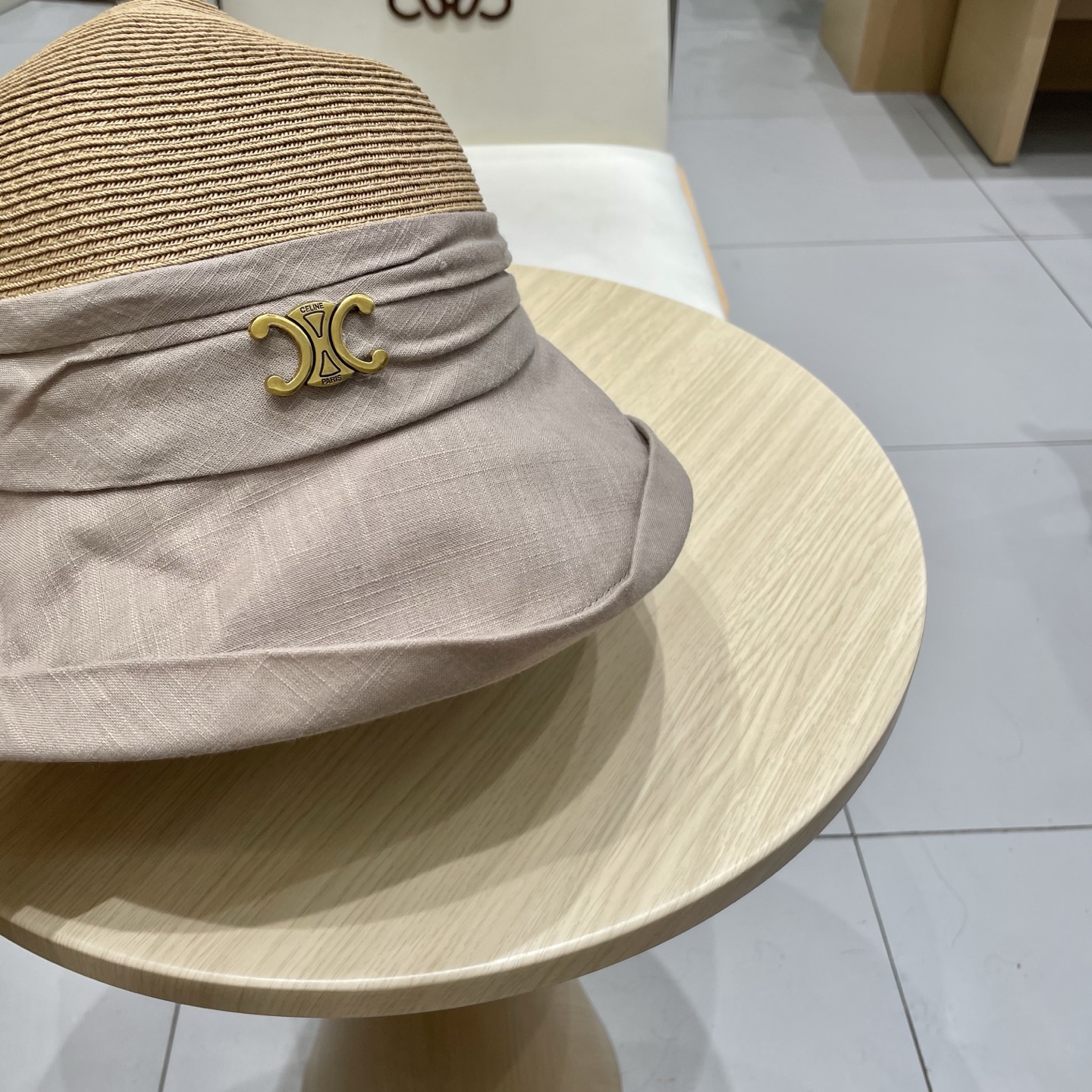  celine塞琳翻沿布草拼接渔夫帽女夏日系宽檐遮阳盆帽百搭防晒太阳帽透气草帽