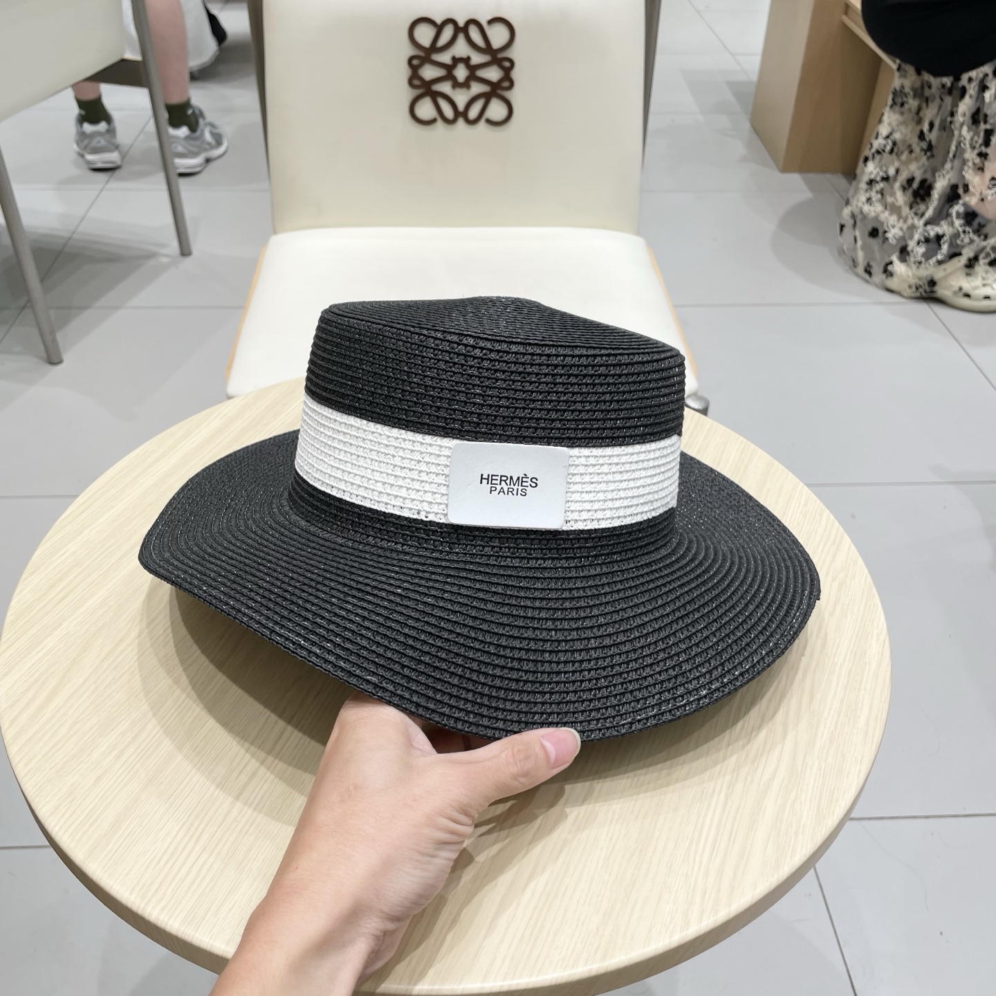  爱马仕新款草帽，平顶礼帽，头围57cm
