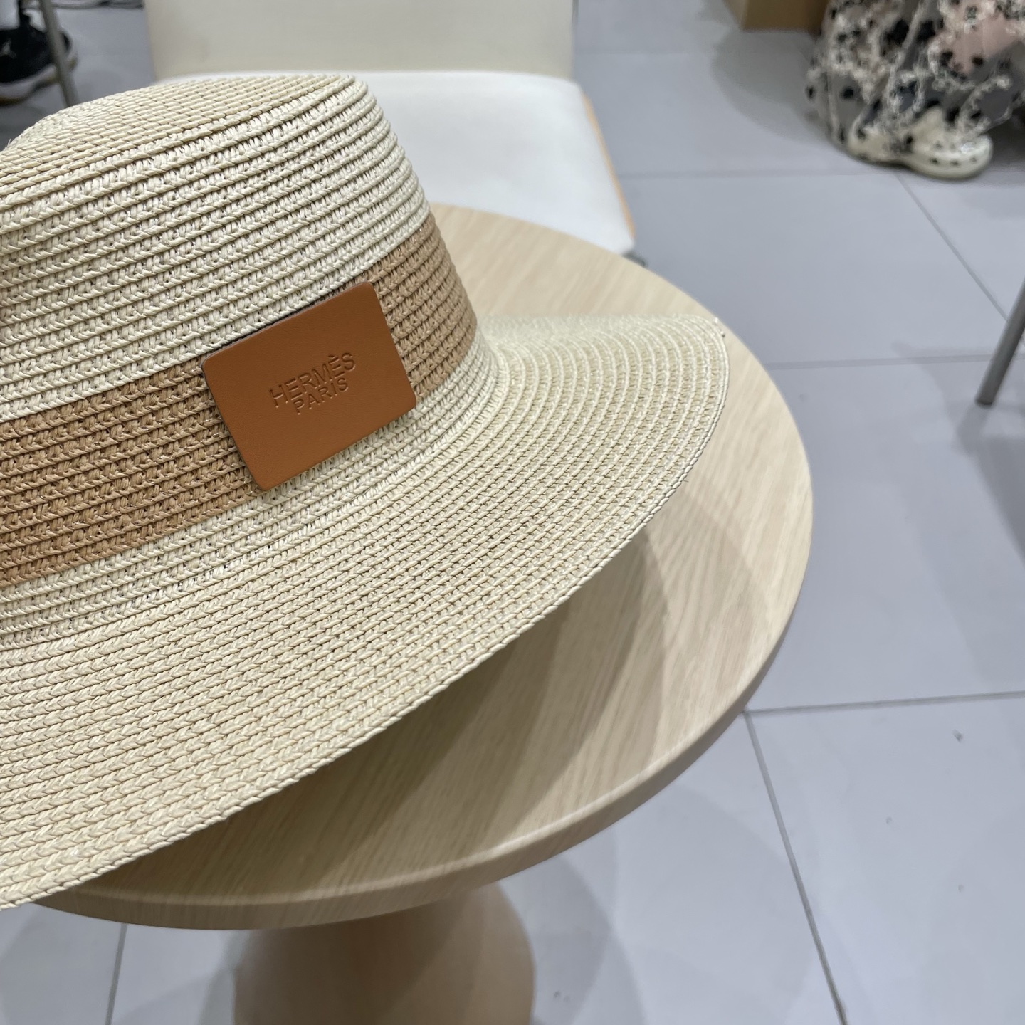  爱马仕新款草帽，平顶礼帽，头围57cm