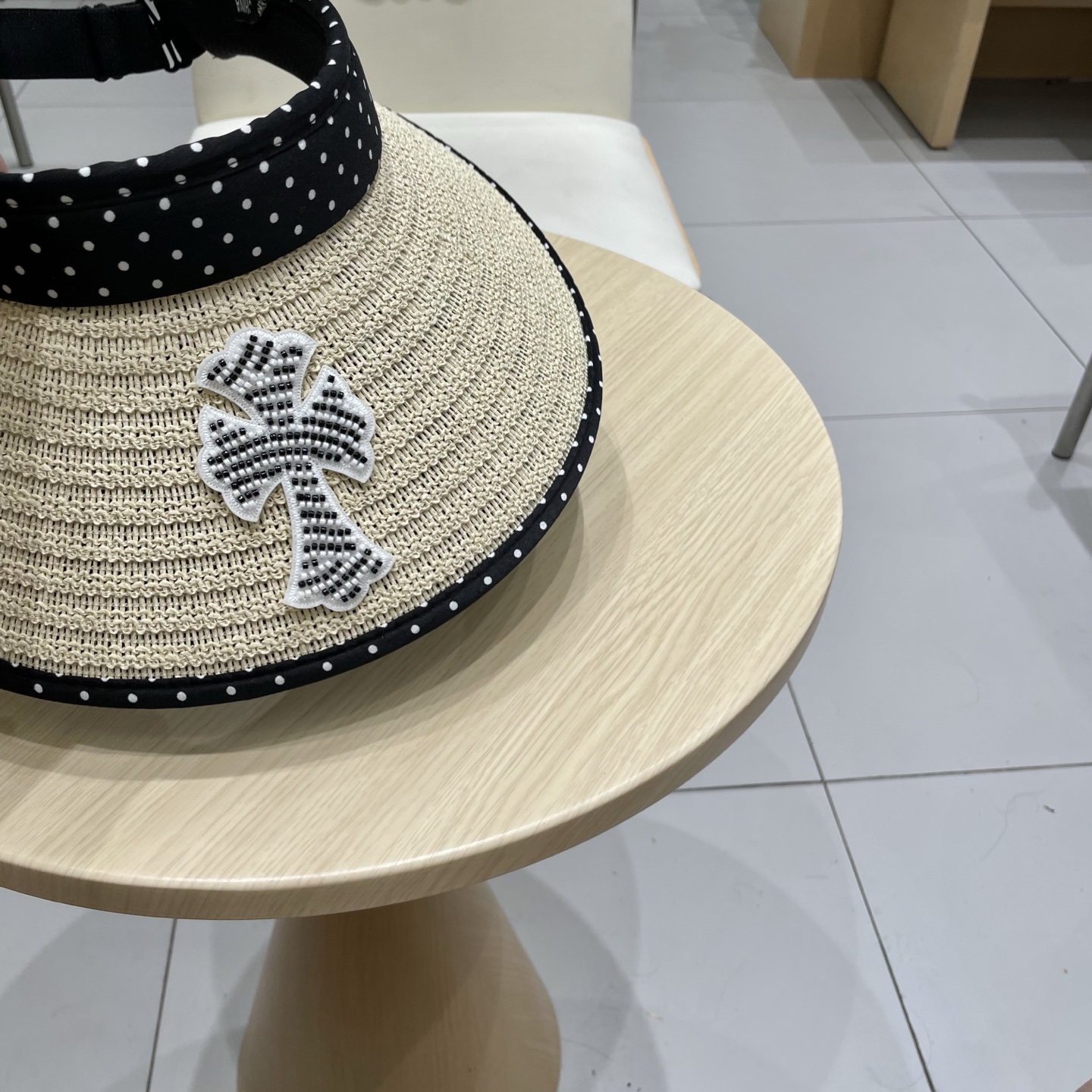  Chrome Hearts 2025新款波点草编空顶帽子女夏季大帽檐遮阳防晒帽防紫外线太阳帽