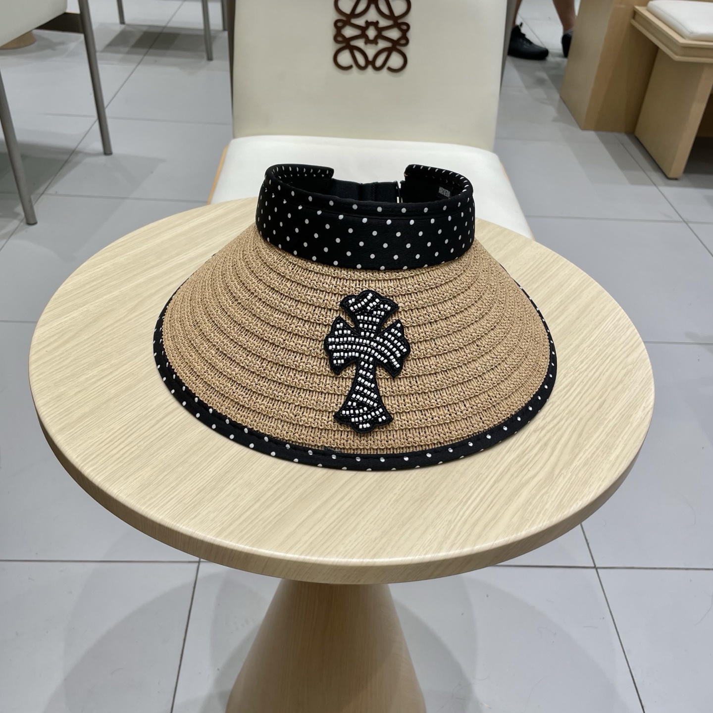  Chrome Hearts 2025新款波点草编空顶帽子女夏季大帽檐遮阳防晒帽防紫外线太阳帽