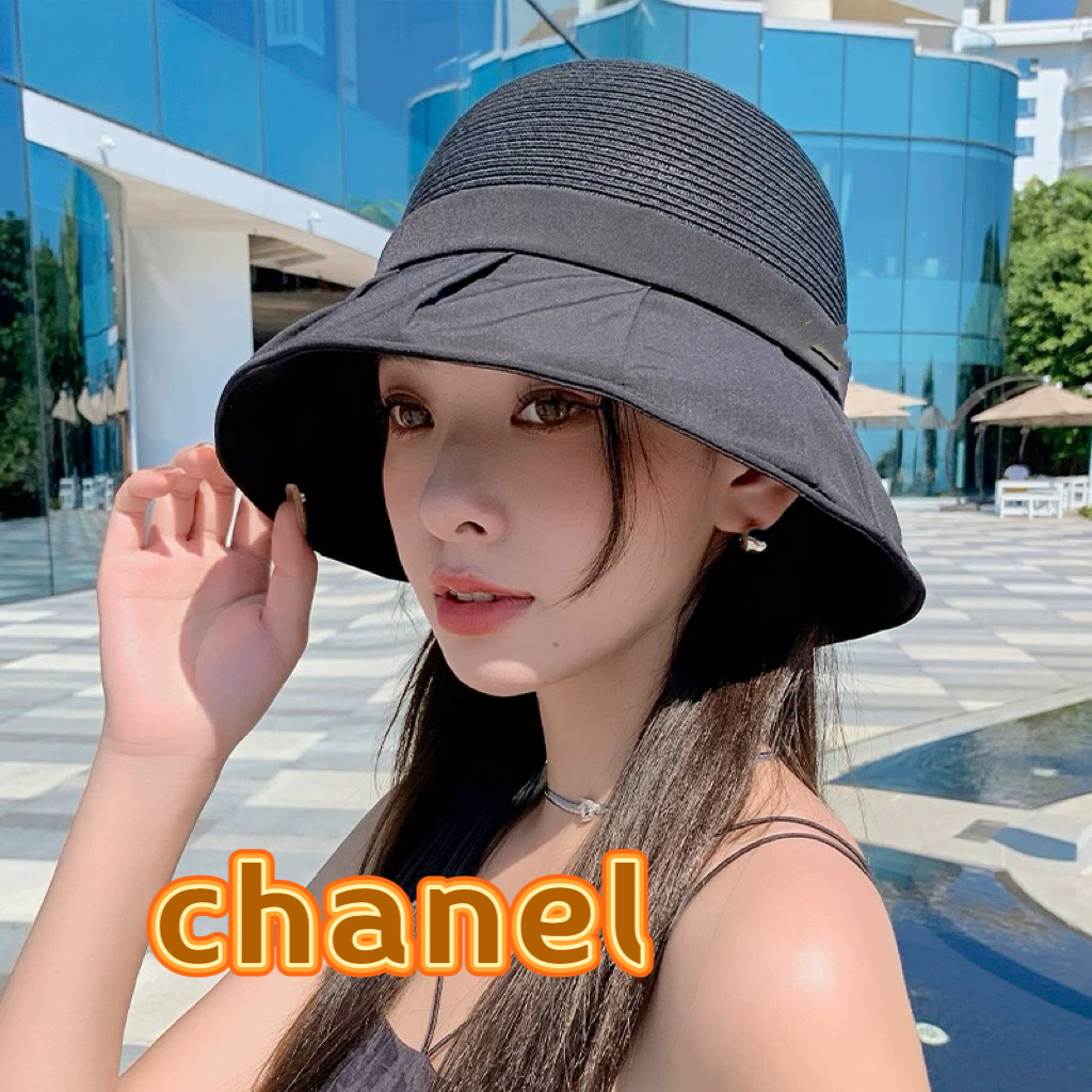  chanel香奈儿时尚渔夫帽女2025新款夏防紫外线遮阳帽户外出游显脸小水桶帽