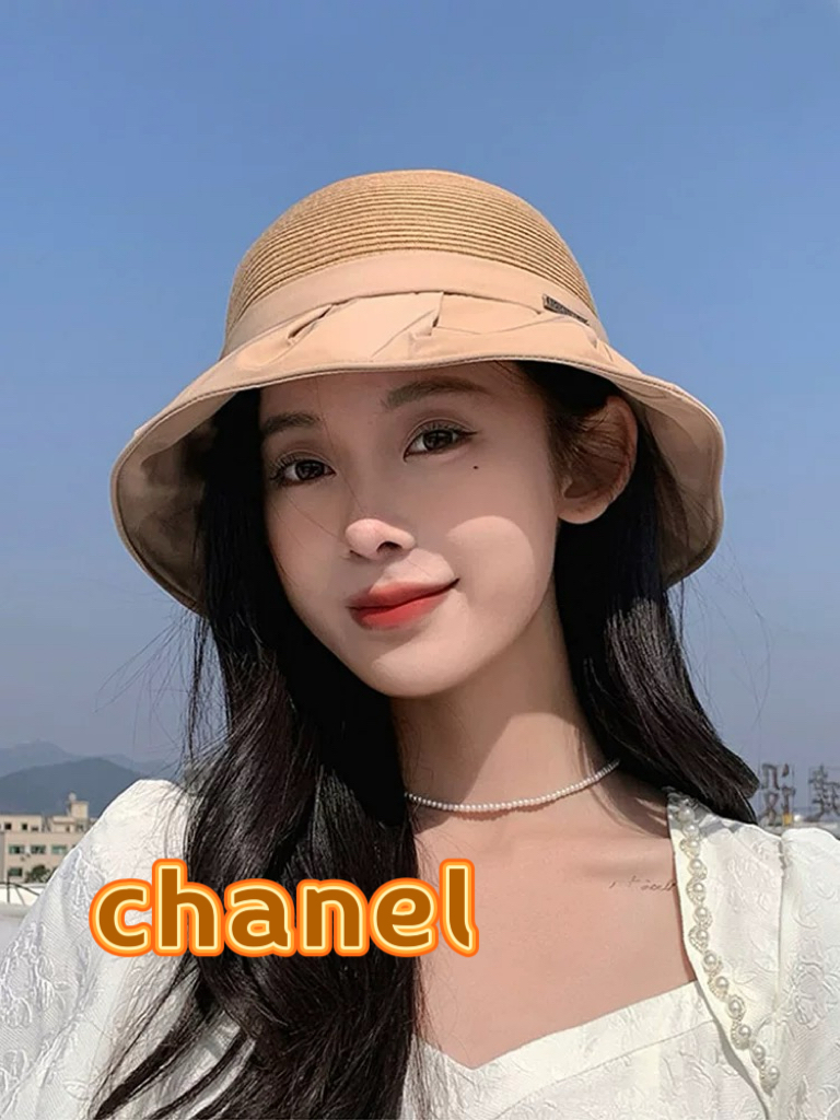  chanel香奈儿时尚渔夫帽女2025新款夏防紫外线遮阳帽户外出游显脸小水桶帽