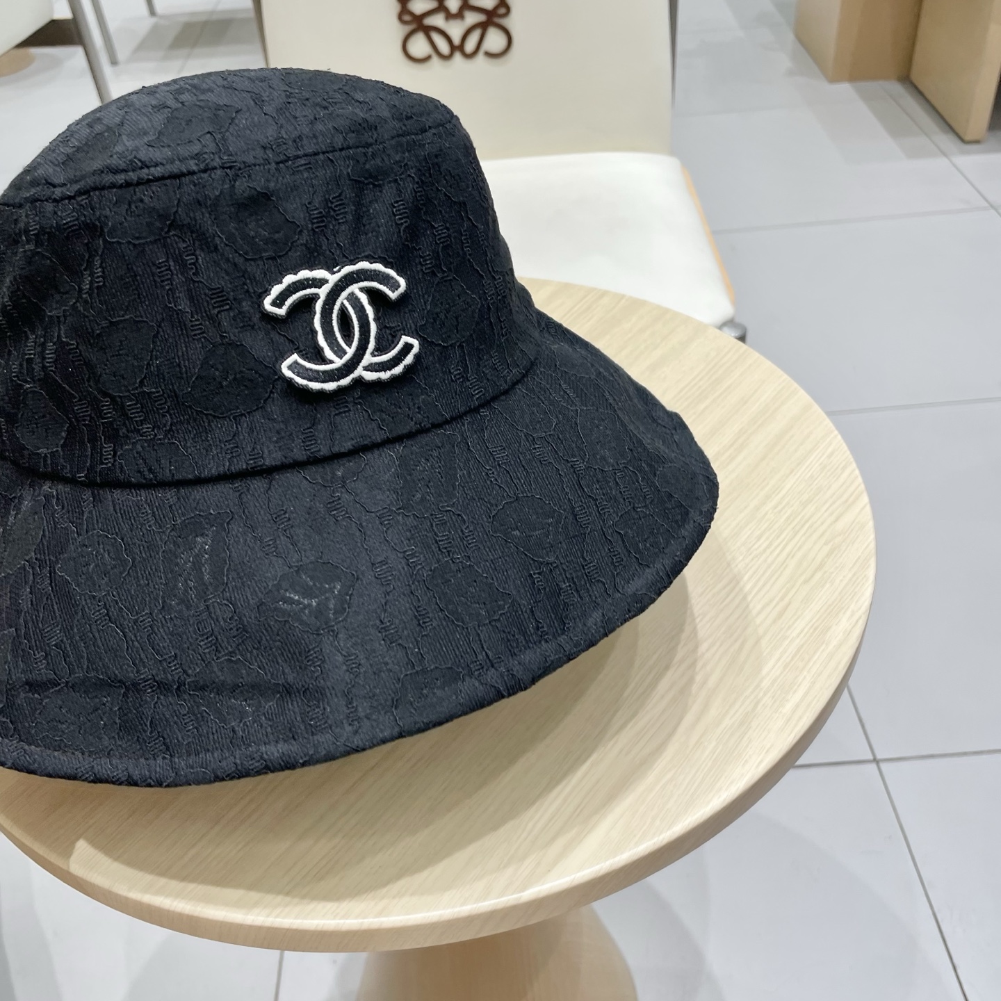 chanel香奈儿大檐遮阳帽子女夏天柔软可折叠渔夫帽蕾丝花纹布帽休闲度假太阳帽