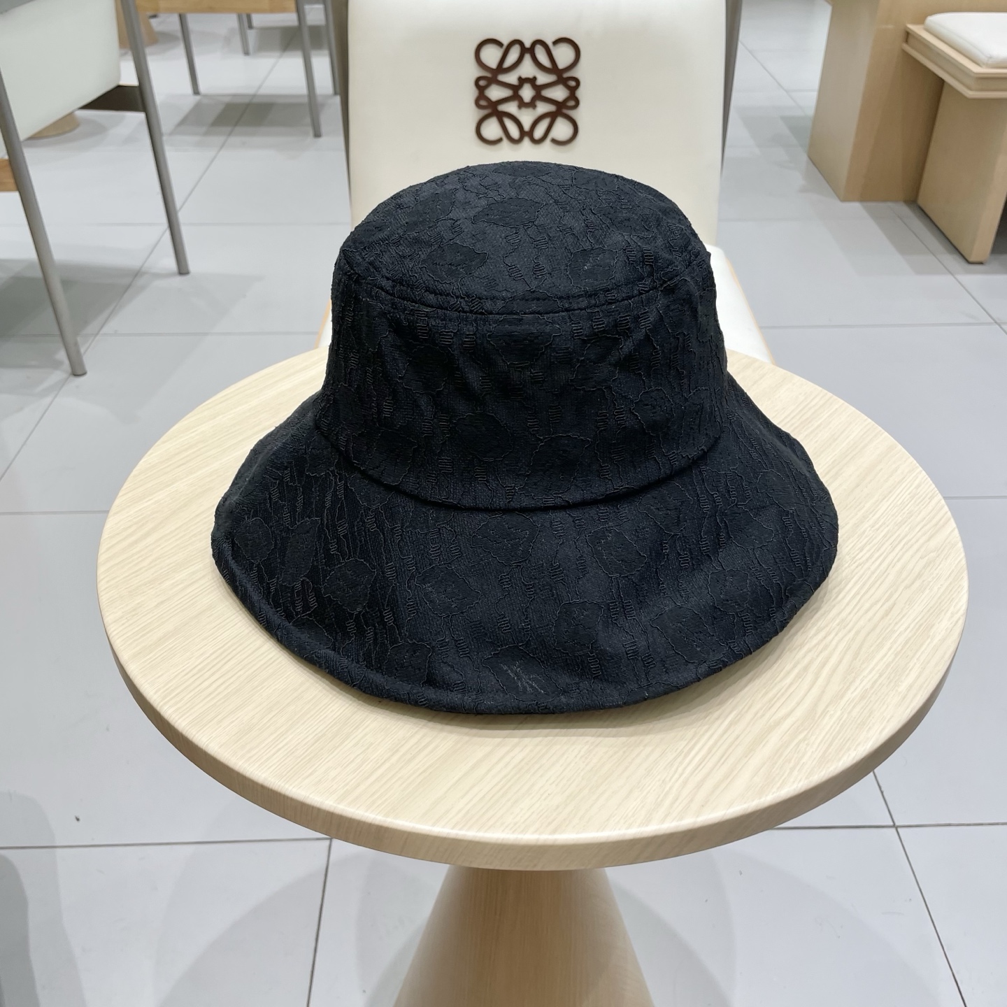 chanel香奈儿大檐遮阳帽子女夏天柔软可折叠渔夫帽蕾丝花纹布帽休闲度假太阳帽