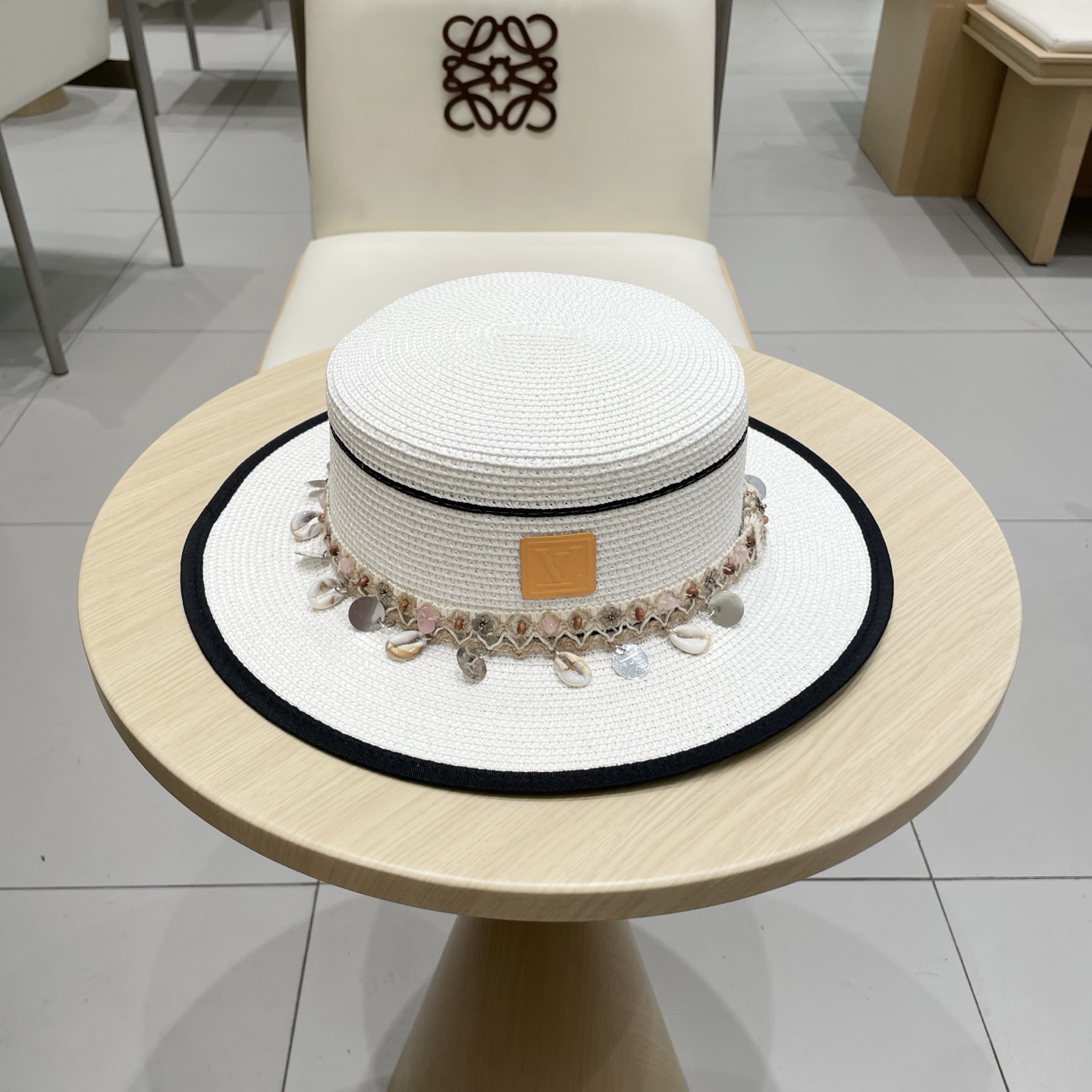  🧢路易威登LouisVuitton😍夏季草帽女平顶复古度假风渔夫帽户外沙滩防晒遮阳民族风平沿宽檐遮