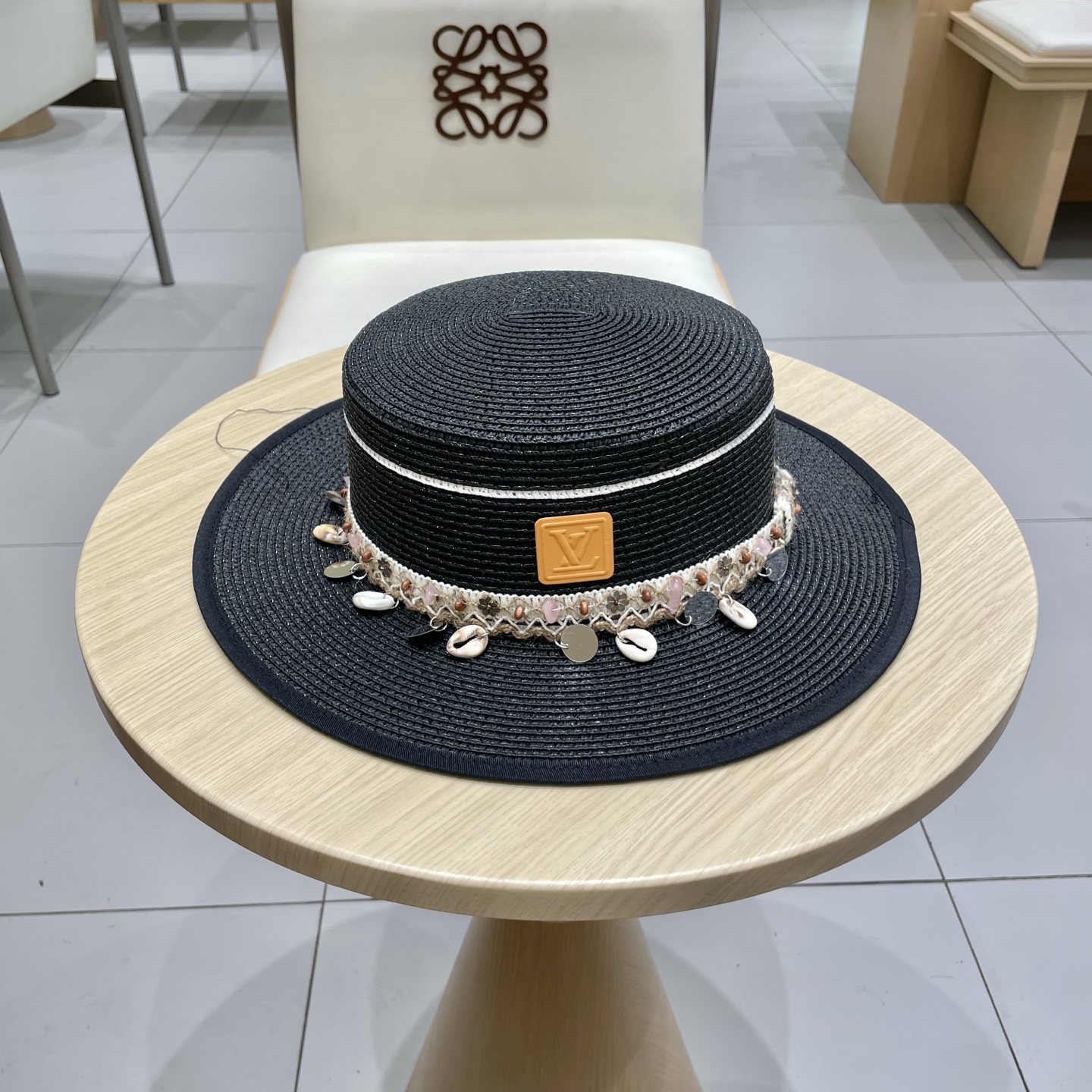  🧢路易威登LouisVuitton😍夏季草帽女平顶复古度假风渔夫帽户外沙滩防晒遮阳民族风平沿宽檐遮