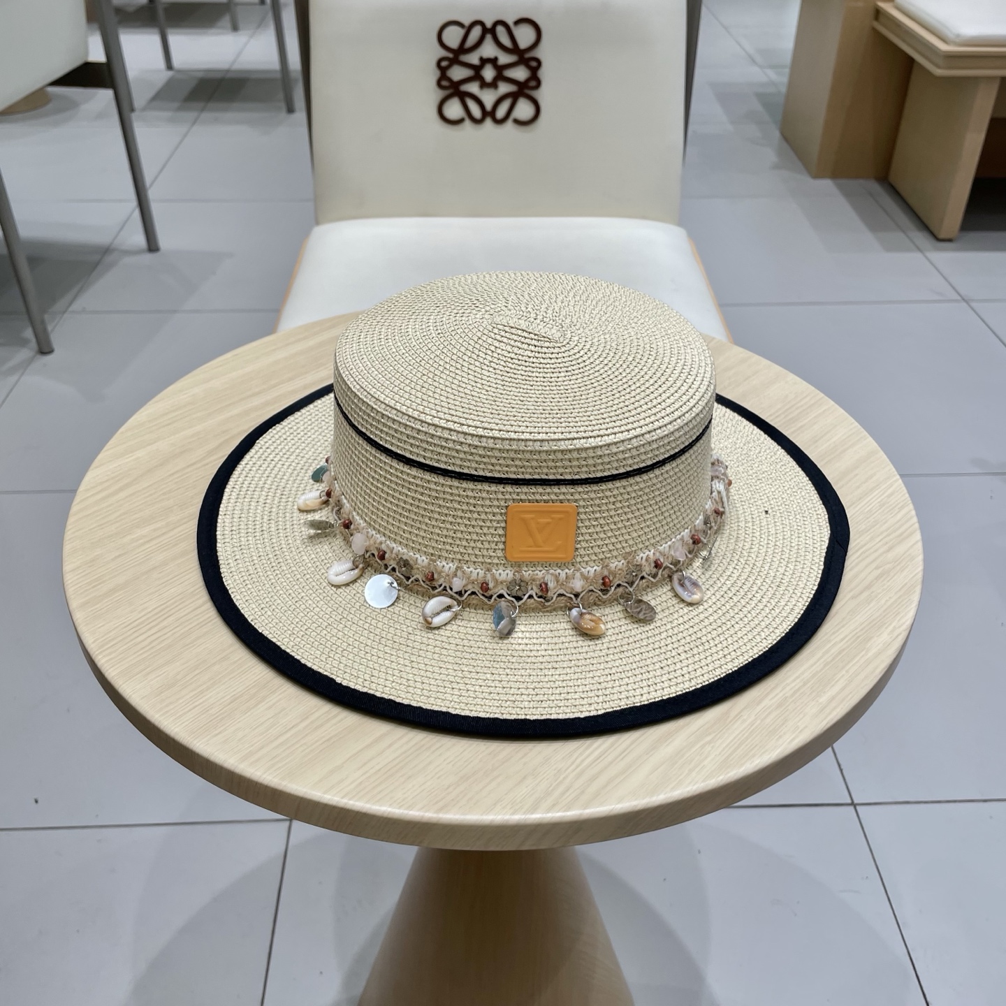  🧢路易威登LouisVuitton😍夏季草帽女平顶复古度假风渔夫帽户外沙滩防晒遮阳民族风平沿宽檐遮