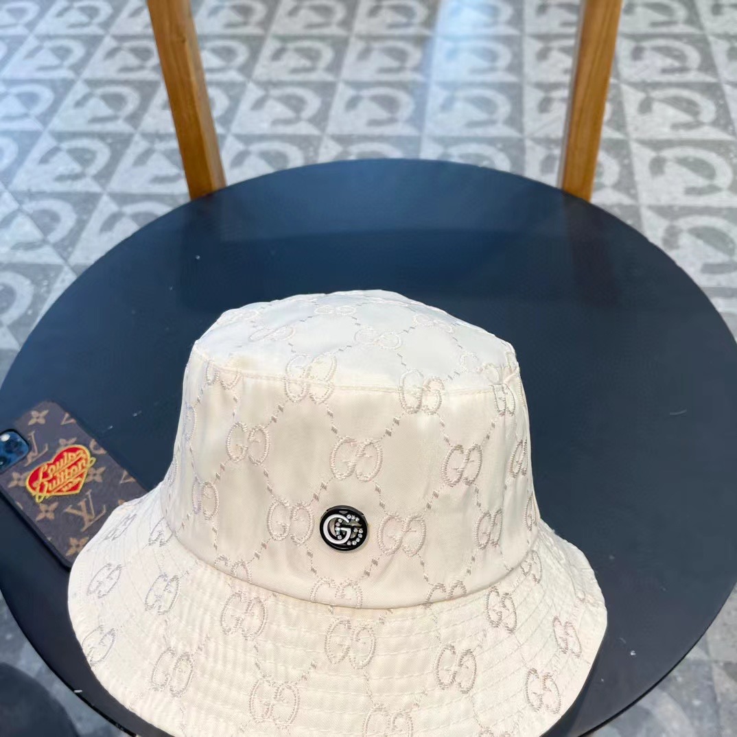  【GUCCI古奇】2024专柜新款简约刺绣款渔夫帽，很潮！休闲运动款，经典制作，超级好搭衣服！