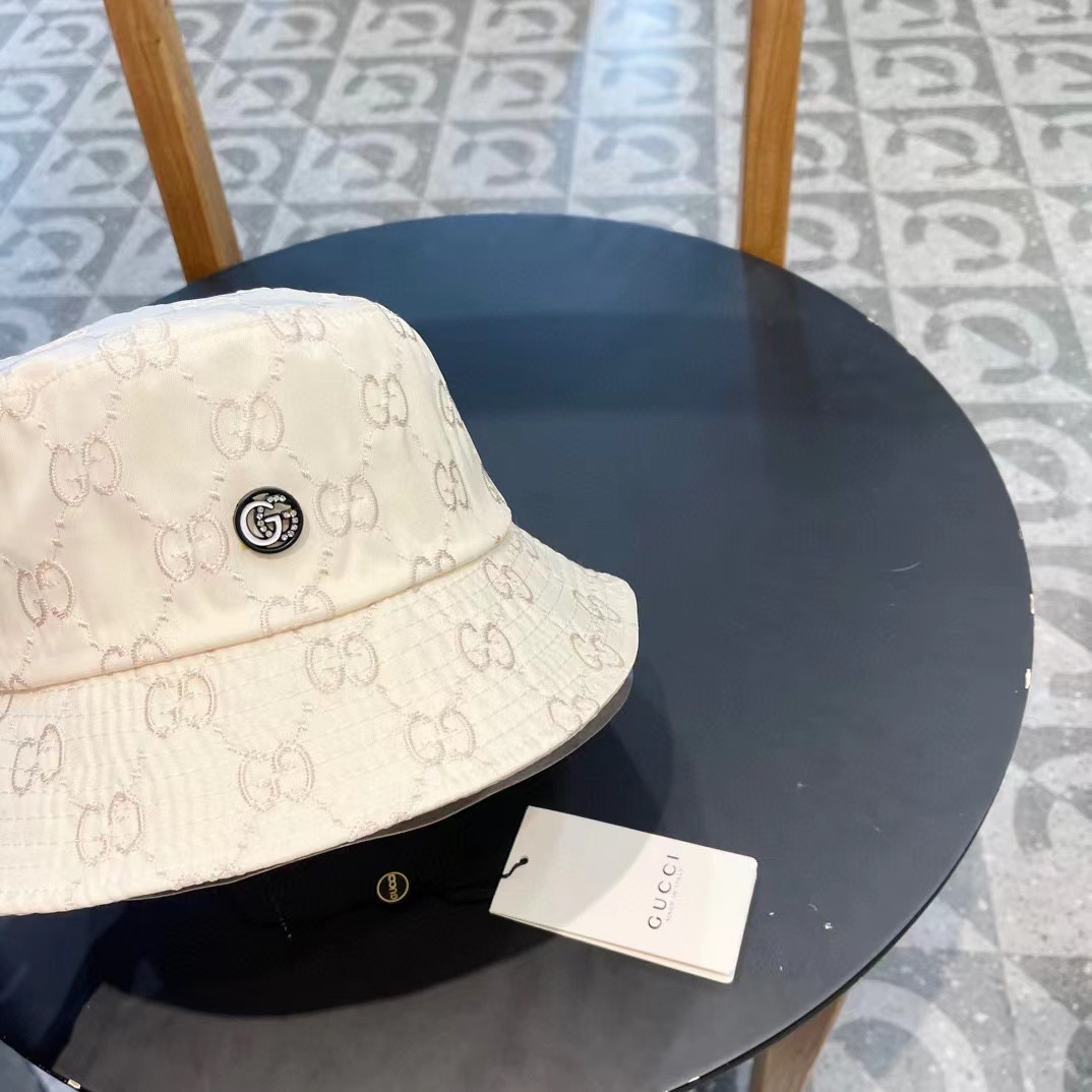  【GUCCI古奇】2024专柜新款简约刺绣款渔夫帽，很潮！休闲运动款，经典制作，超级好搭衣服！