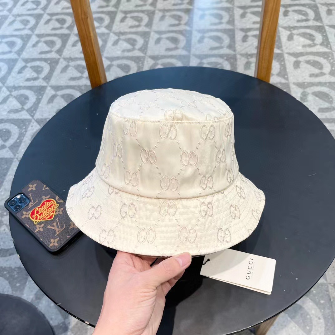  【GUCCI古奇】2024专柜新款简约刺绣款渔夫帽，很潮！休闲运动款，经典制作，超级好搭衣服！