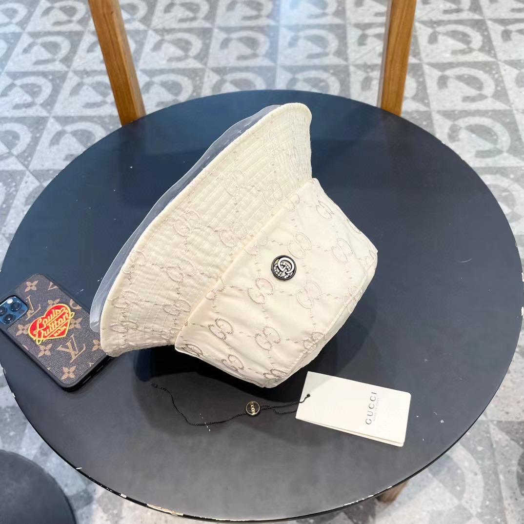  【GUCCI古奇】2024专柜新款简约刺绣款渔夫帽，很潮！休闲运动款，经典制作，超级好搭衣服！