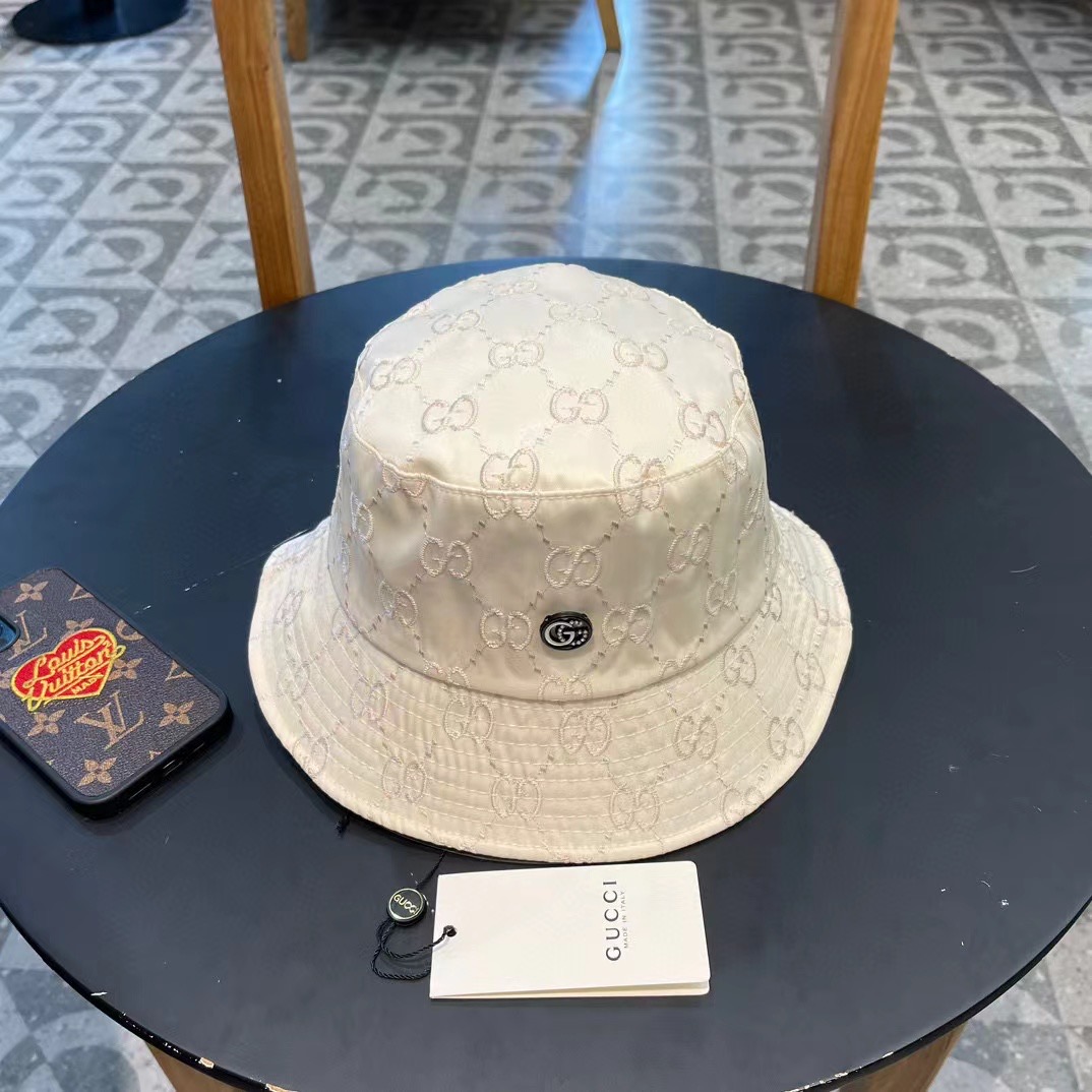  【GUCCI古奇】2024专柜新款简约刺绣款渔夫帽，很潮！休闲运动款，经典制作，超级好搭衣服！
