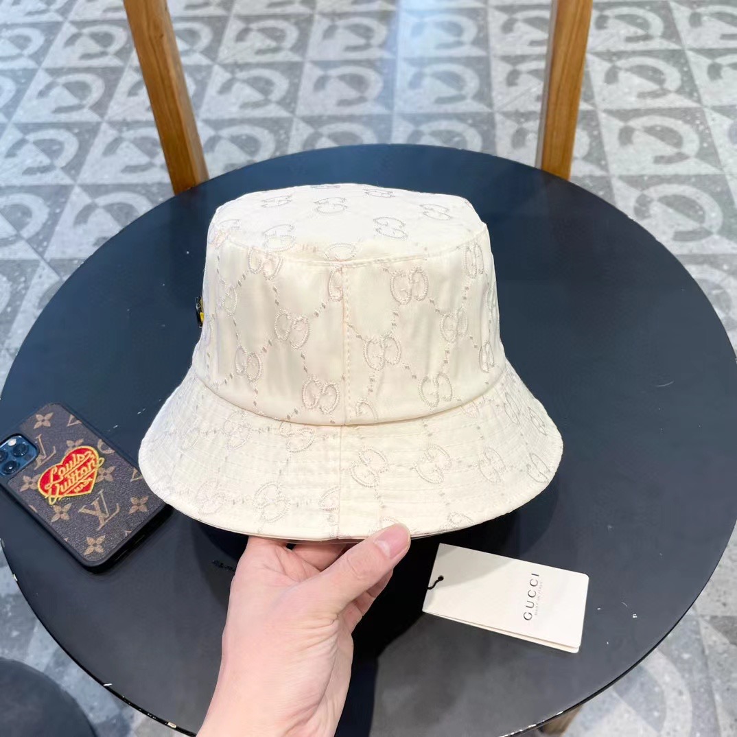  【GUCCI古奇】2024专柜新款简约刺绣款渔夫帽，很潮！休闲运动款，经典制作，超级好搭衣服！
