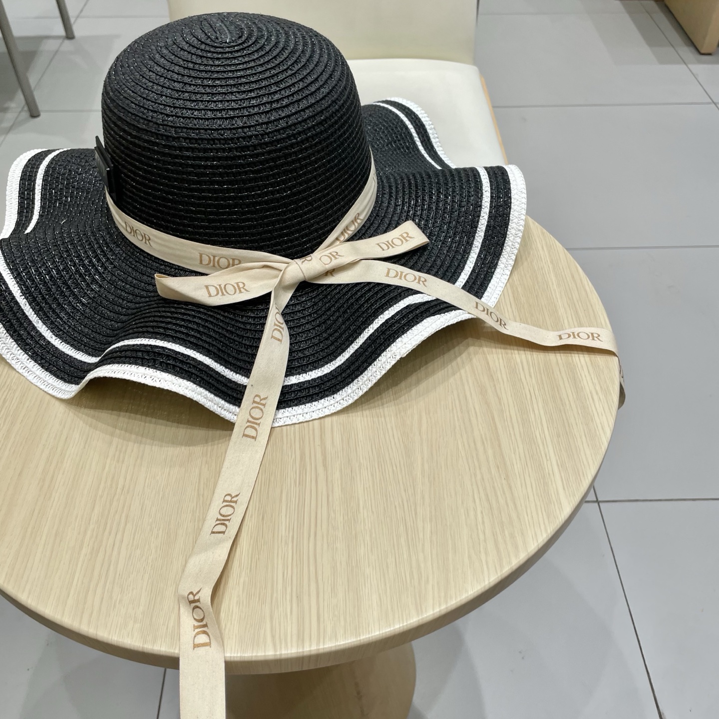  Dior迪奥新款草帽，圆顶礼帽台湾PP草，头围57cm