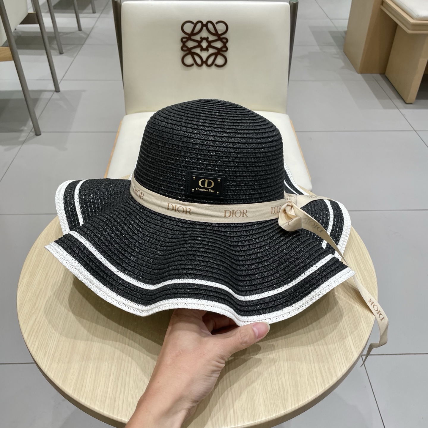  Dior迪奥新款草帽，圆顶礼帽台湾PP草，头围57cm