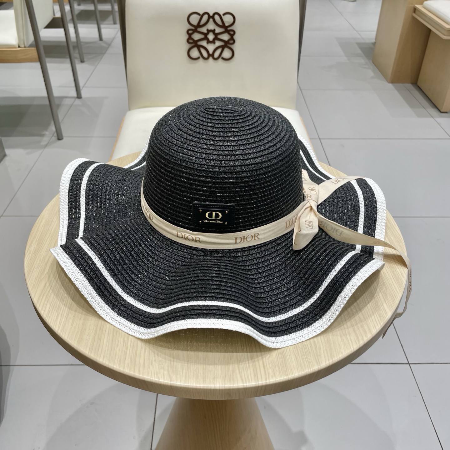  Dior迪奥新款草帽，圆顶礼帽台湾PP草，头围57cm