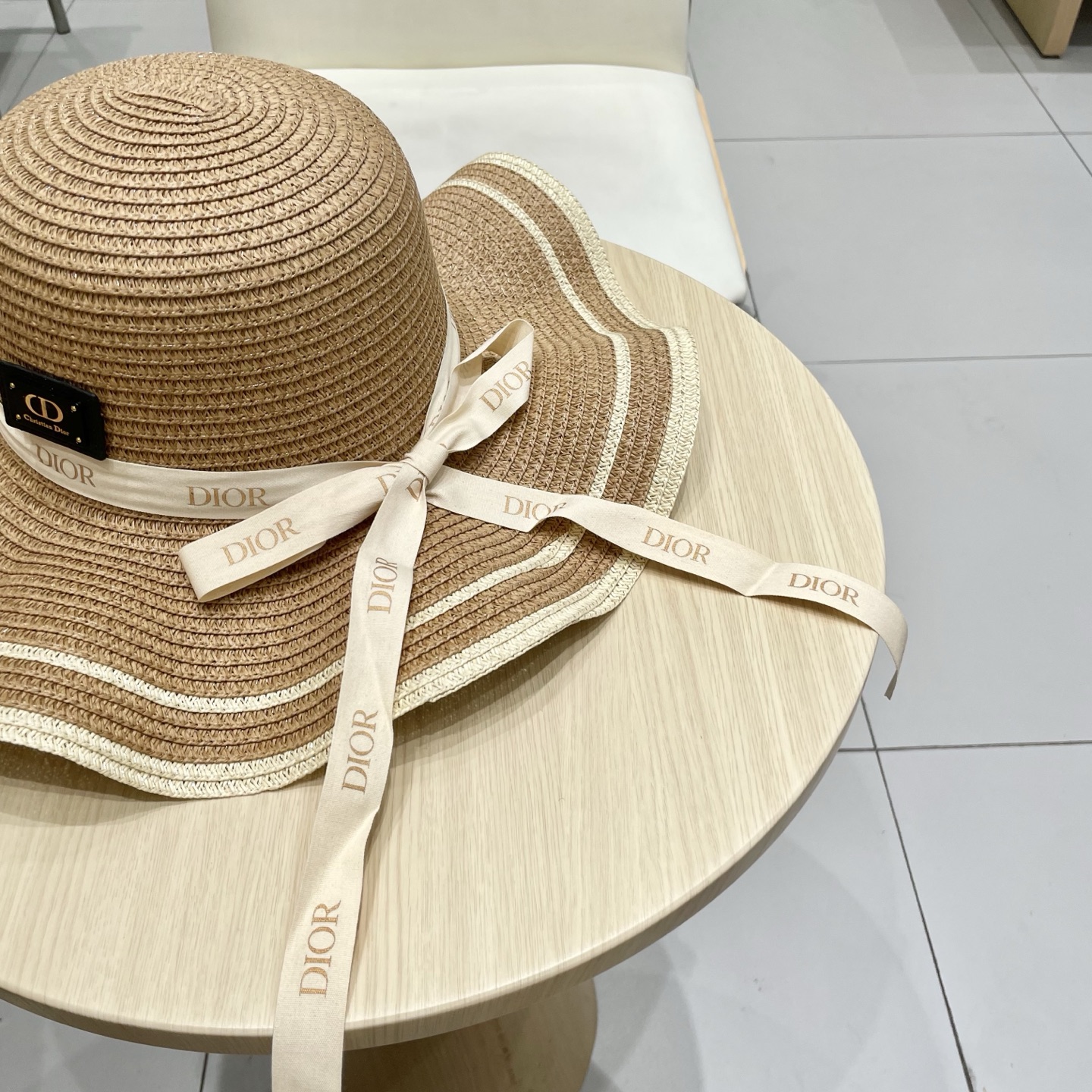  Dior迪奥新款草帽，圆顶礼帽台湾PP草，头围57cm