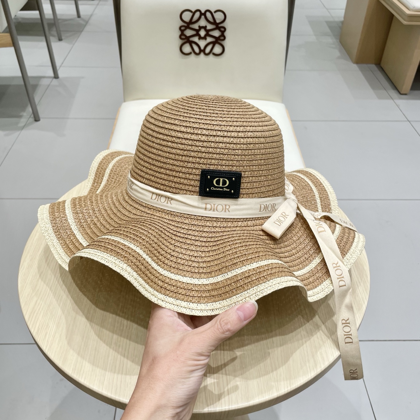  Dior迪奥新款草帽，圆顶礼帽台湾PP草，头围57cm