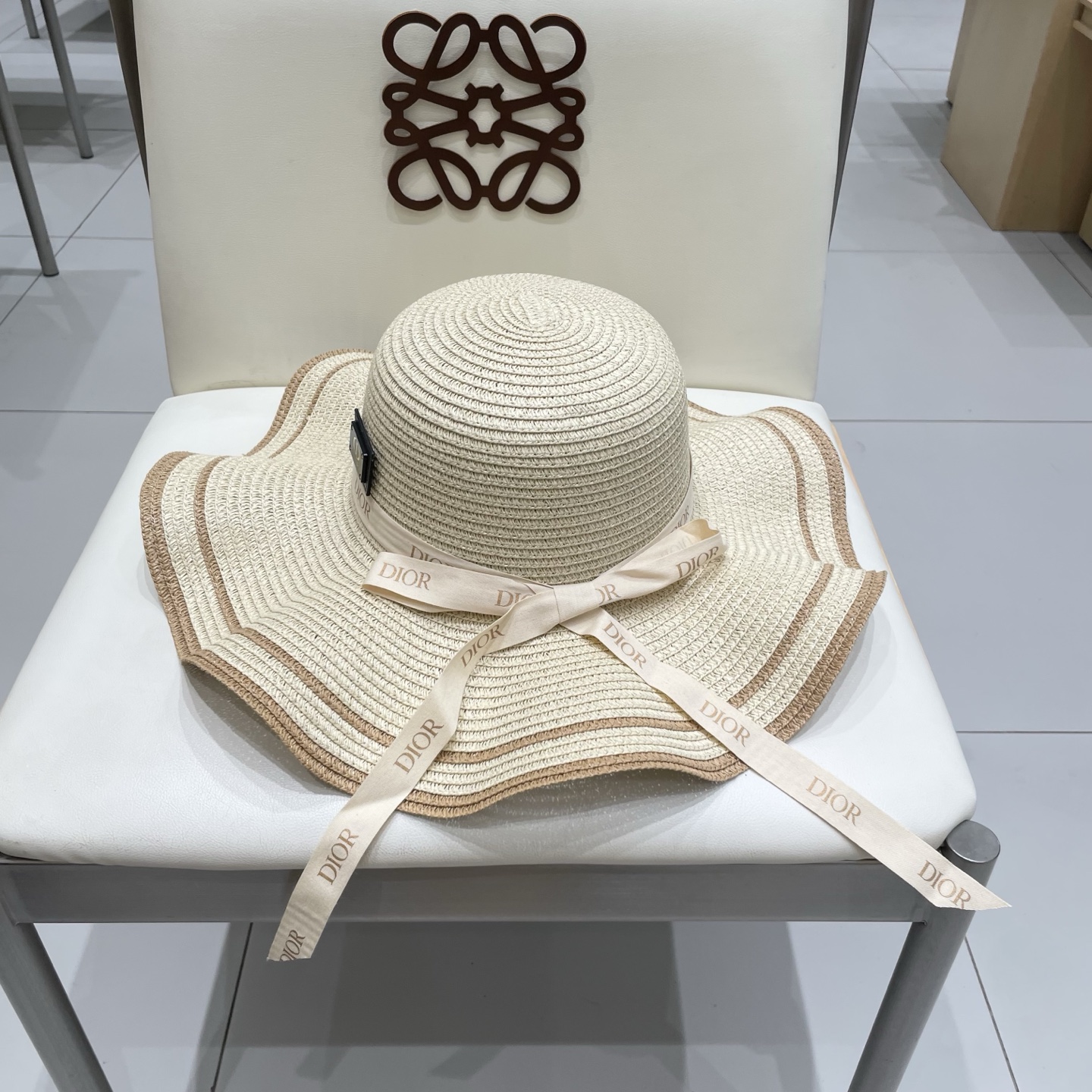  Dior迪奥新款草帽，圆顶礼帽台湾PP草，头围57cm