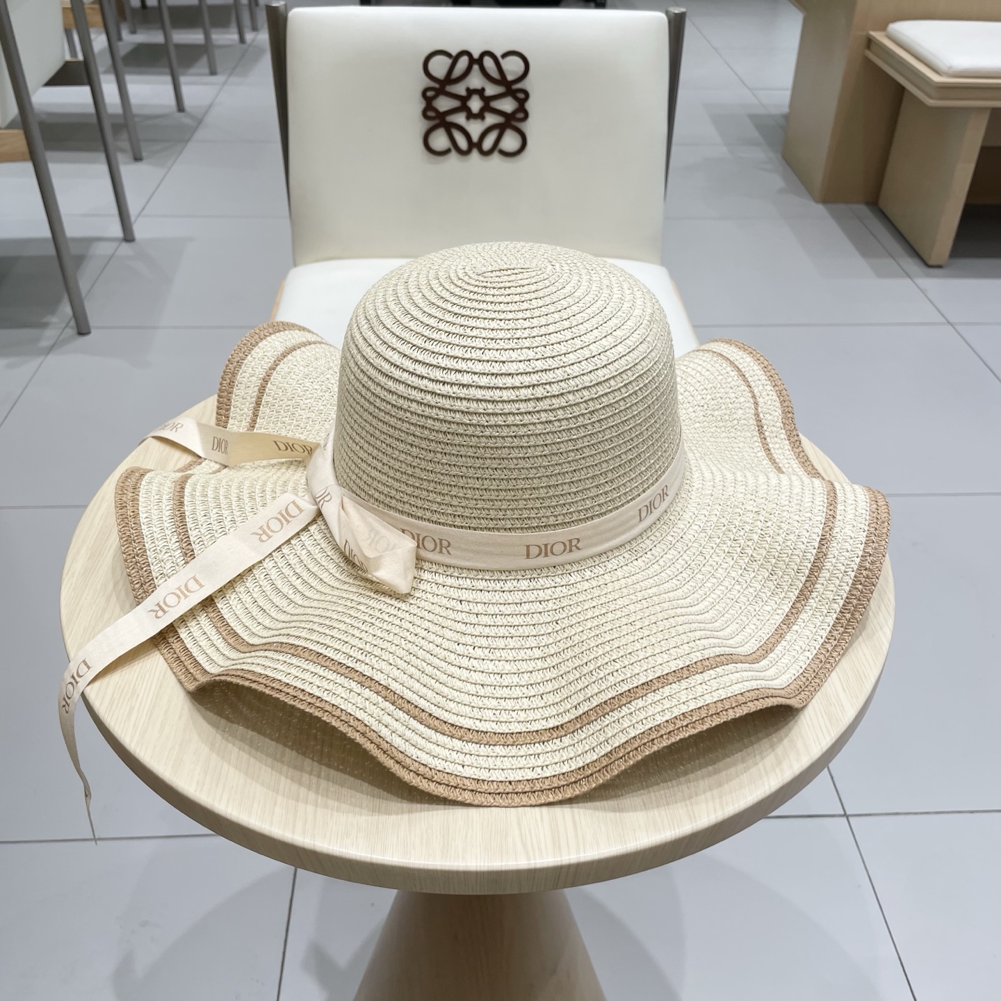  Dior迪奥新款草帽，圆顶礼帽台湾PP草，头围57cm