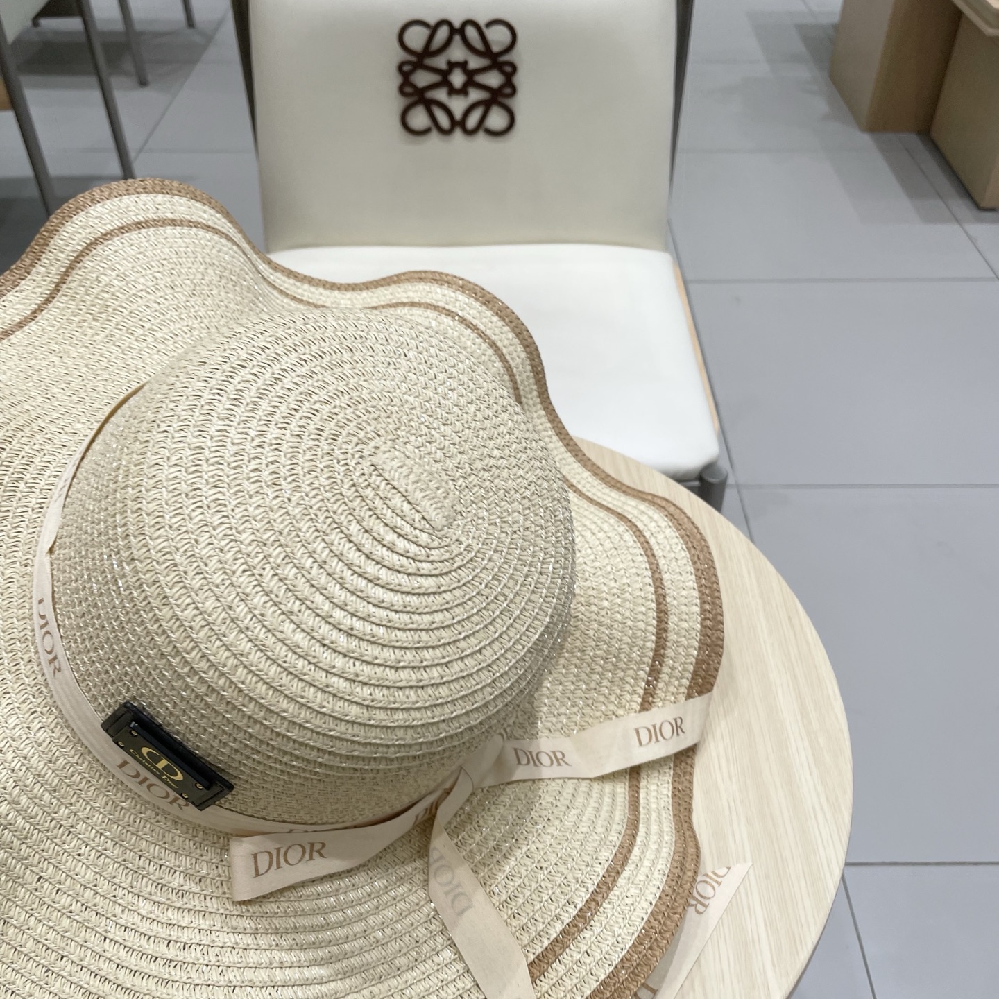  Dior迪奥新款草帽，圆顶礼帽台湾PP草，头围57cm