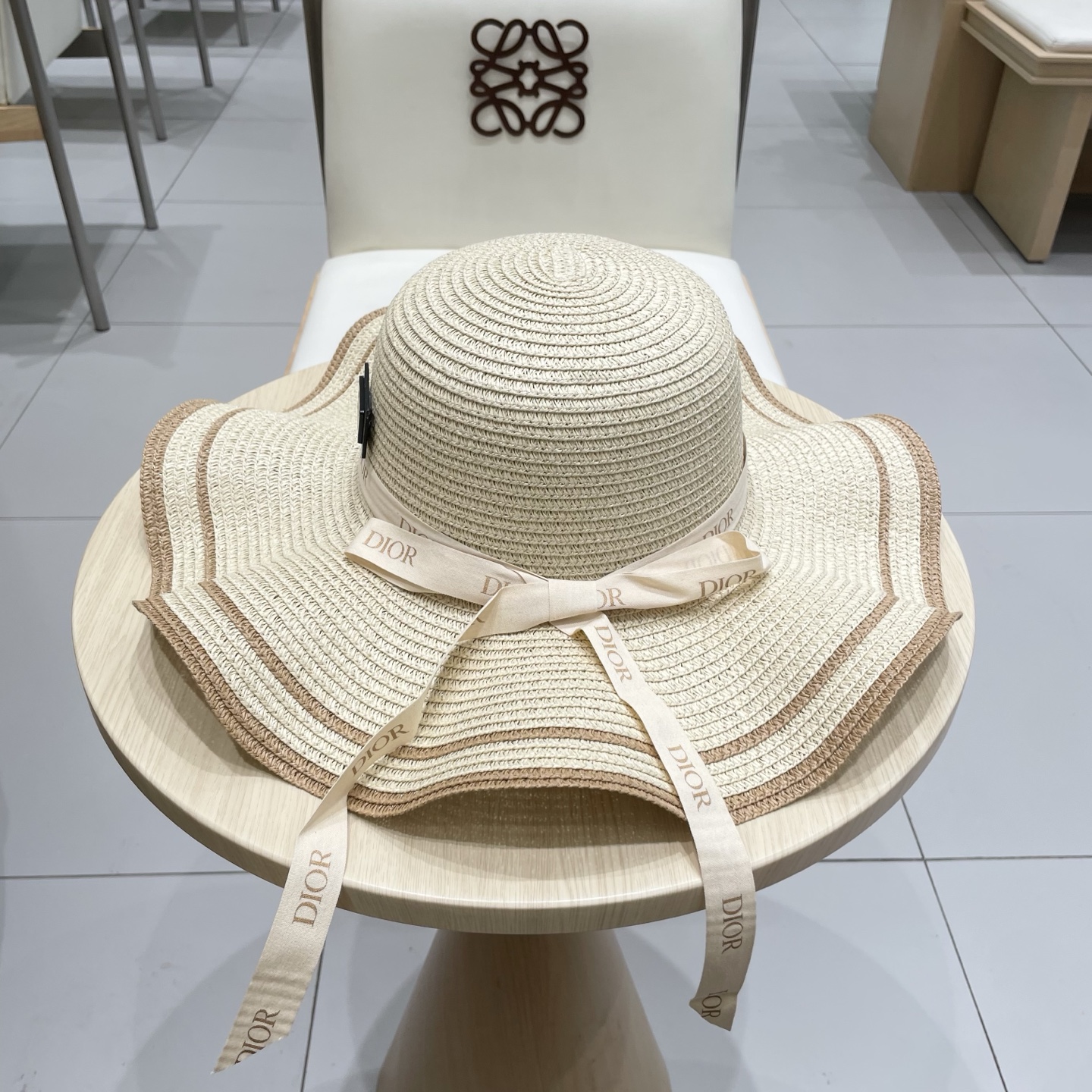  Dior迪奥新款草帽，圆顶礼帽台湾PP草，头围57cm