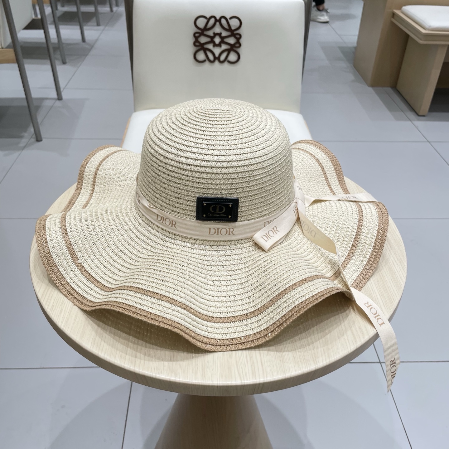  Dior迪奥新款草帽，圆顶礼帽台湾PP草，头围57cm